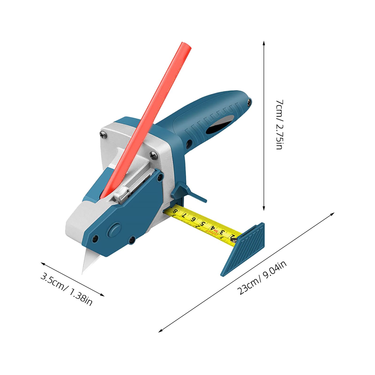 Veemoon Coupe-plaques de Plâtre avec Lame Rapide et Poignée Ergonomique en Alliage D'aluminium, Outil de Découpe Précis avec Mètre Ruban Intégré pour Artisan Plaquiste