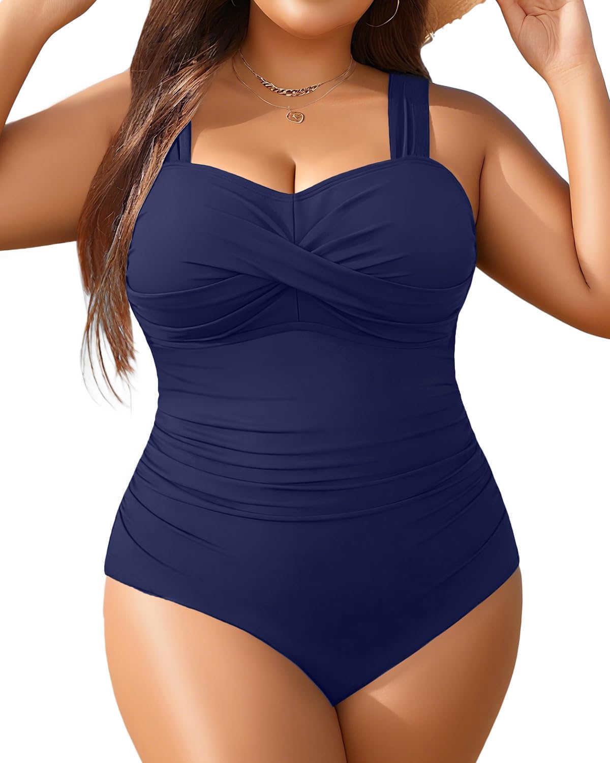 Yonique Plus Size One Piece Swimsuit for Women Tummy Control Bathing Suit Ruched Swimwear
