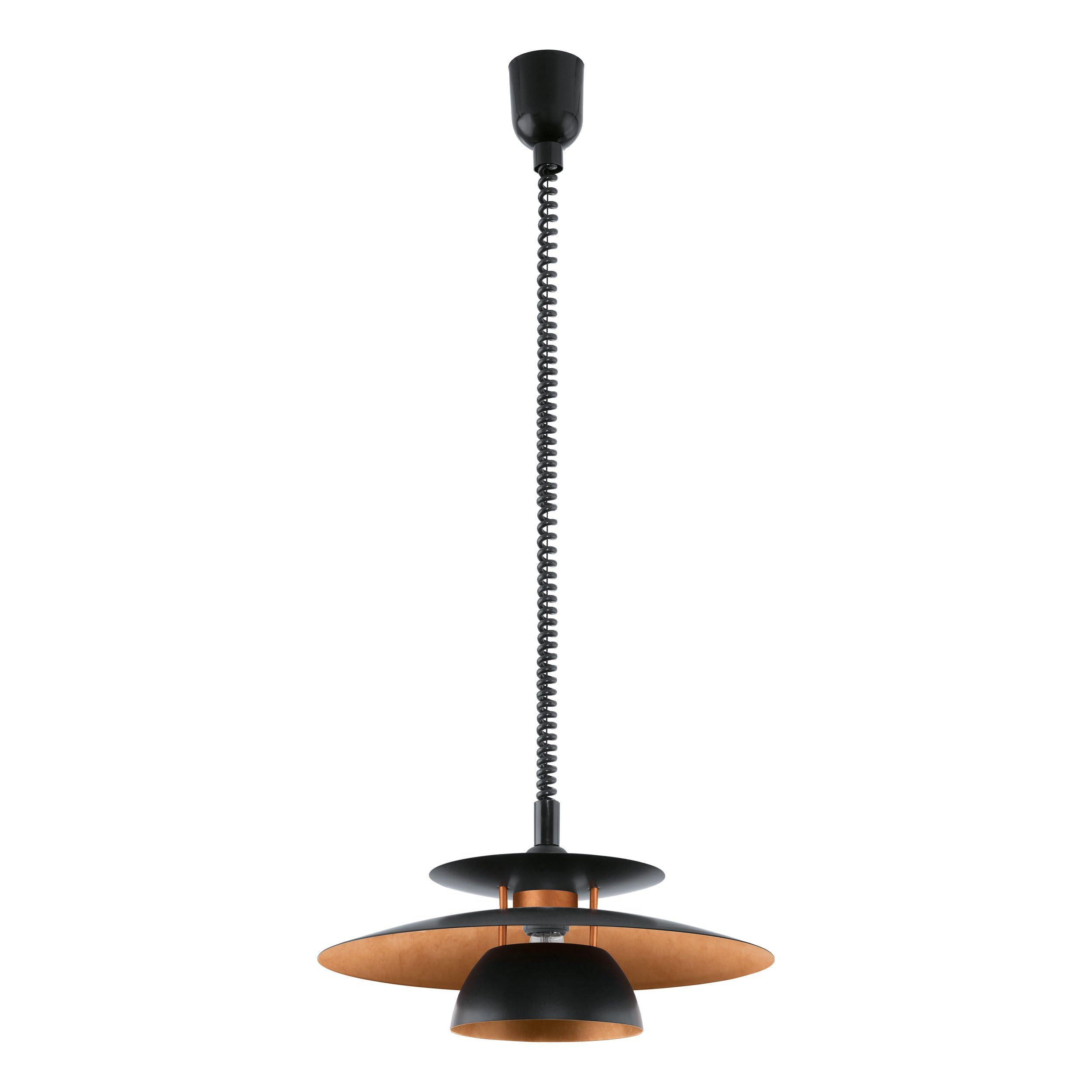Eglo Black Pendant Light Brenda, Single-Flame Hanging Lamp, Pendant Light Made Of Metal And Plastic, Dining Table Lamp In And Copper, Hanging Living Room Lamp With E27 Socket, Ø 43 Cm