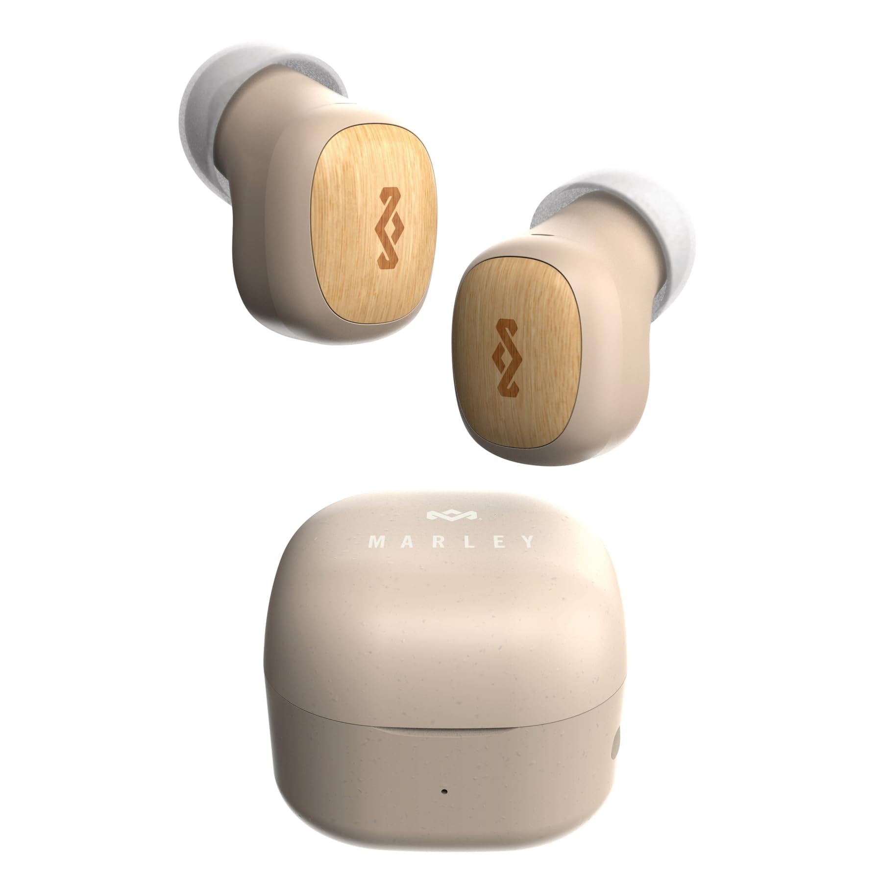 Marley House of Smile Jamaica Ohrhörer Bluetooth - Kleine In-Ear Kopfhörer Bluetooth, 14 Stunden Wiedergabezeit, Mini Kopfhörer, TWS Bluetooth-Kopfhörer mit Ladecase, Nachhaltige Materialien, Crème