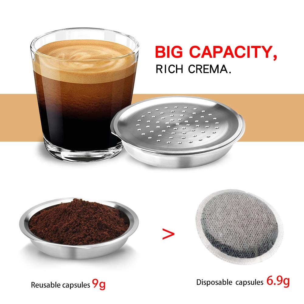 i Cafilas Cápsula de café rellenable de acero inoxidable para rellenar, compatible con Philips Senseo, cápsulas de recambio reutilizables para máquinas Philips Senseo (2 cápsulas de café+tamper)