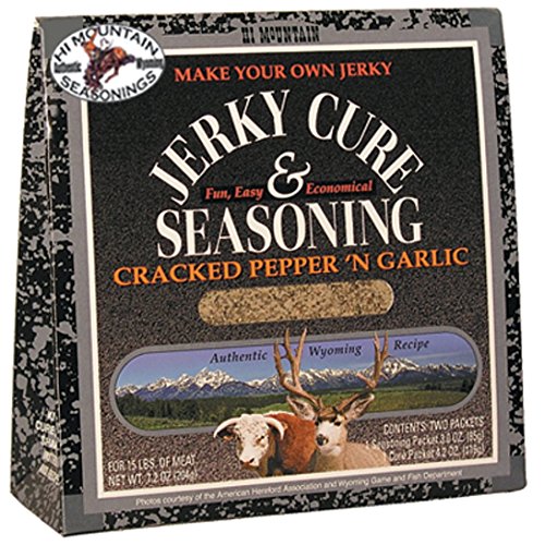 Hi Mountain Jerky Seasoning – Cracked Pepper ‘n Garlic Blend – 7.2 Ounces