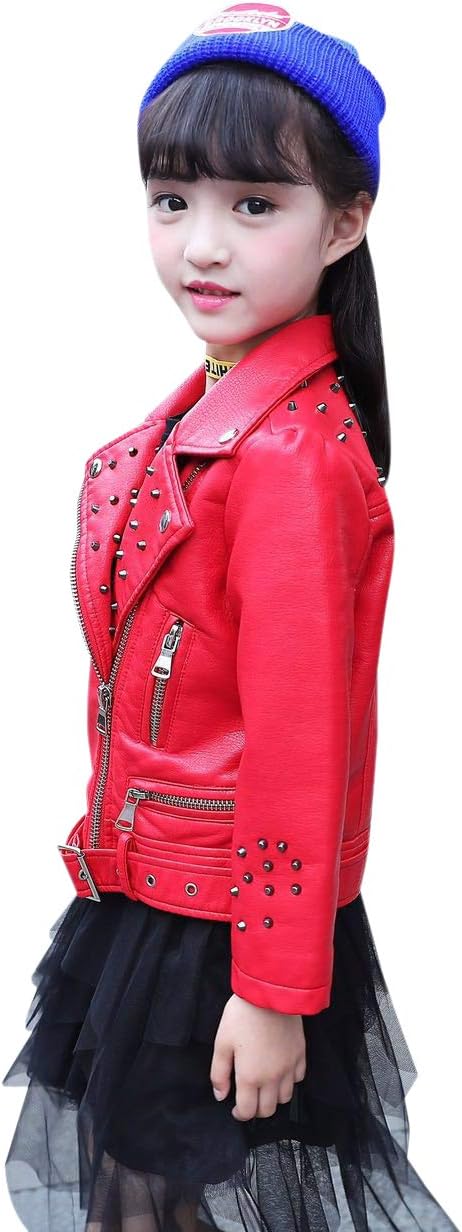 Girls Leather Jacket Kids Boys Motorcycle Outwear Biker Windbreaker Twins Dream