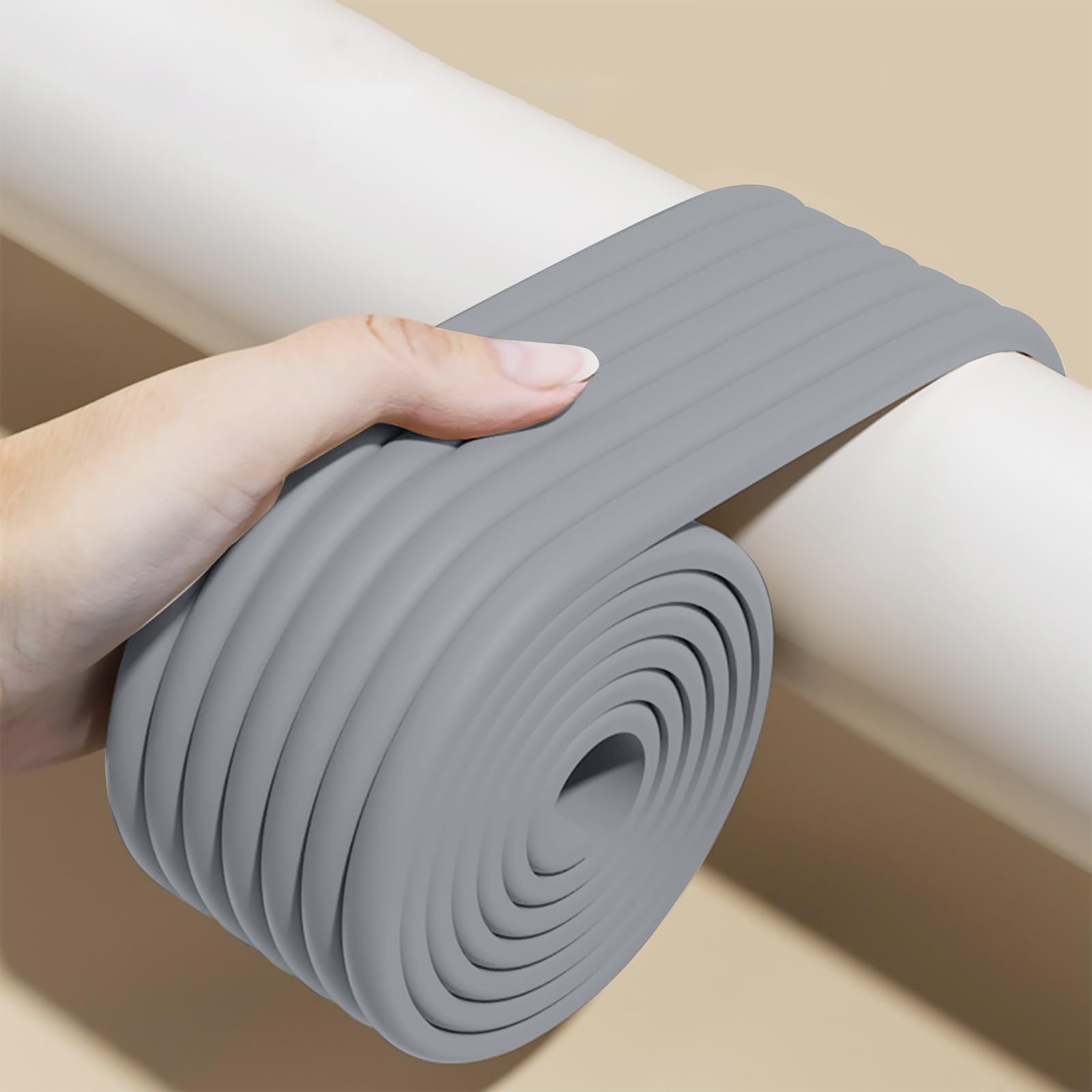 2m Isolante In Schiuma Per Tubi, Nastro Adesivo Autoadesivo Per Riduzione Del Rumore Idraulico Interno Ed Esterno, Forte Adesione, Nastro Isolante Avvolgente, Per Tubi Interni Ed Esterni(Grey,3pcs)