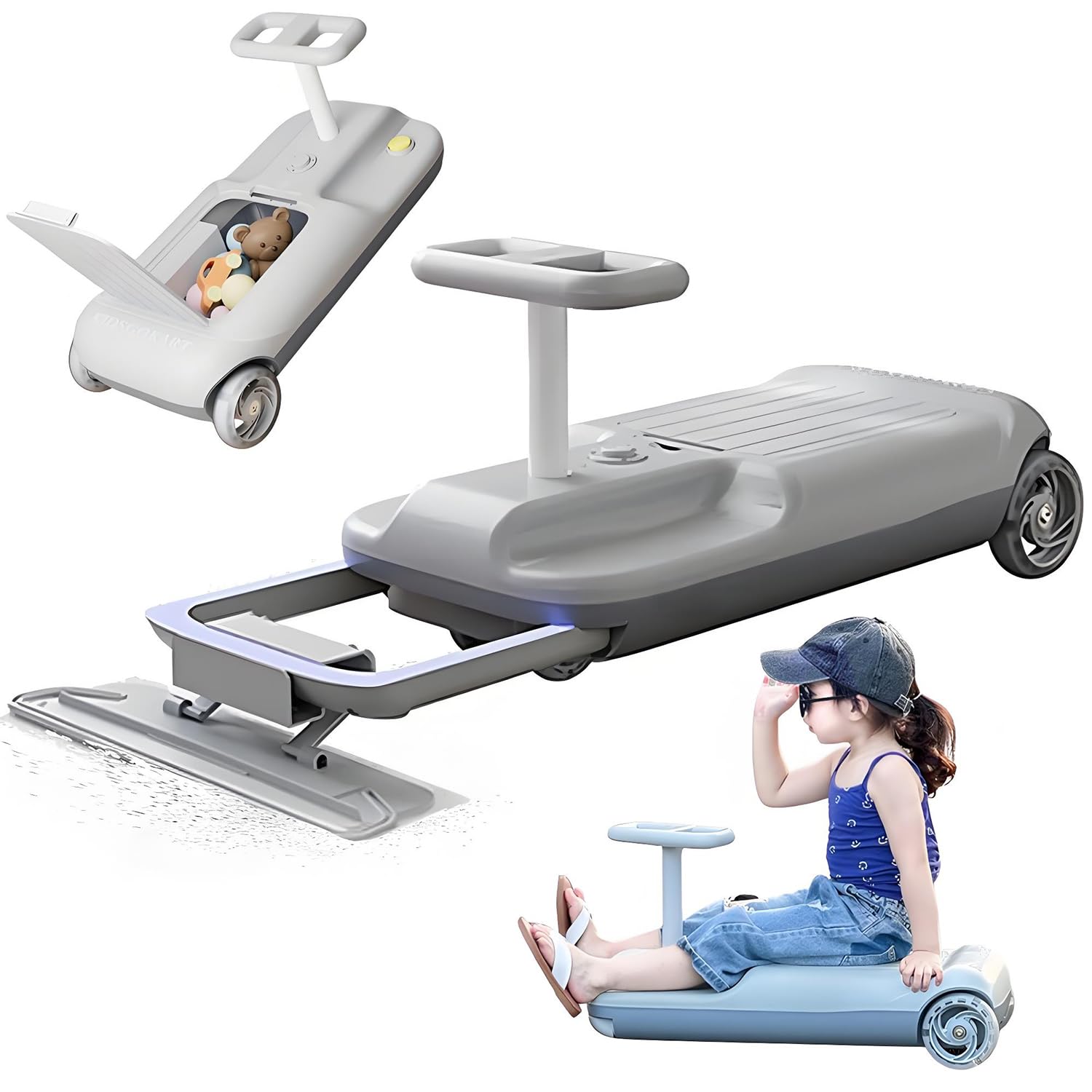 Kart De Nettoyage Enfant électrique – Vitesse Réglable, Lumières LED Et Rangement Intégré, Pour Jouer Et Aider à La Maison - 5