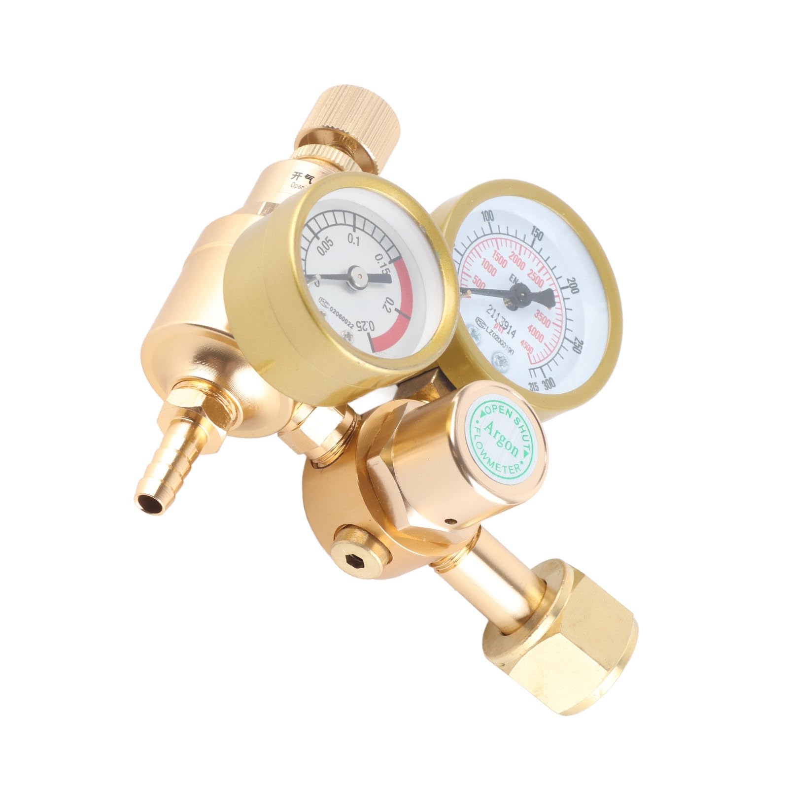 Argon CO2 Gauge, Argon CO2 Regulator Brass Precise Adjustment 1/4in Outlet 0 to 3500PSI for TIG Application