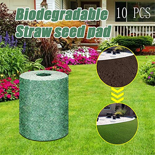 Biodegradable Grass Seed Mat Fertilizer Garden Picnic,Estera De Semillas De Hierba Biodegradable,Mantas De Protecci�n Contra La Corrosi�n En El C�sped Del Jard�n,Cortina Cortavientos S�lido (10 PCS)