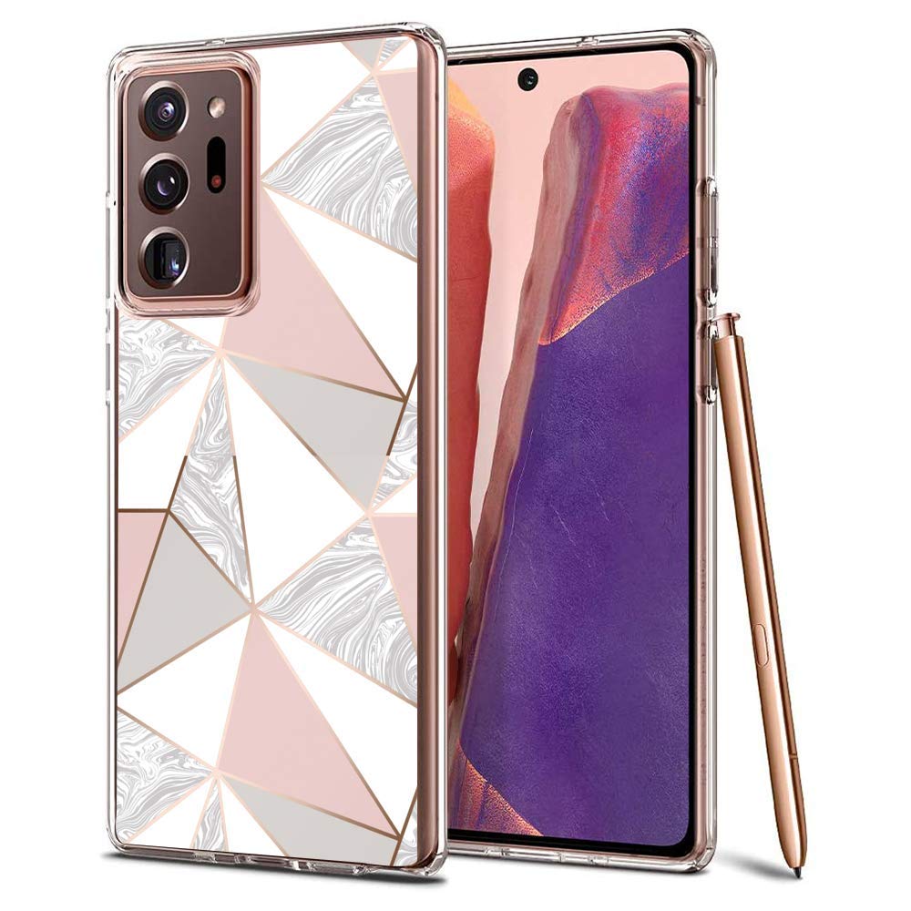 Slim Clear Geometric Marble Case for Samsung Galaxy Note 20 Ultra 5G Customized Design Soft TPU and Rubber Flexible Durable Shockproof Samsung Galaxy Note 20 Ultra 5G Protective Case-Anti-Slippery
