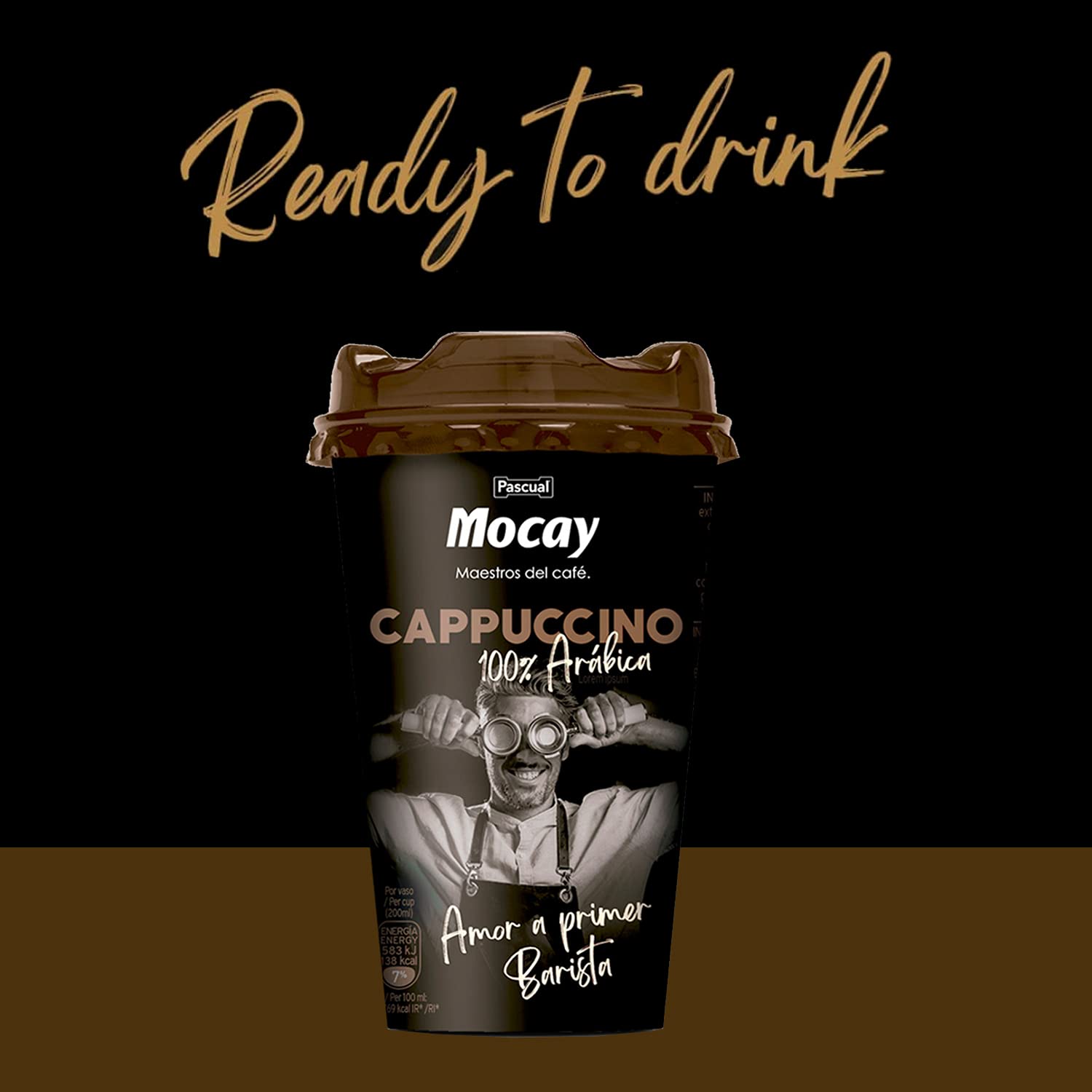 Mocay – Café Frío Listo para Tomar - Pack de Vasos de Café Cappuccino Listo para Beber – 10 Vasos x 200 ml