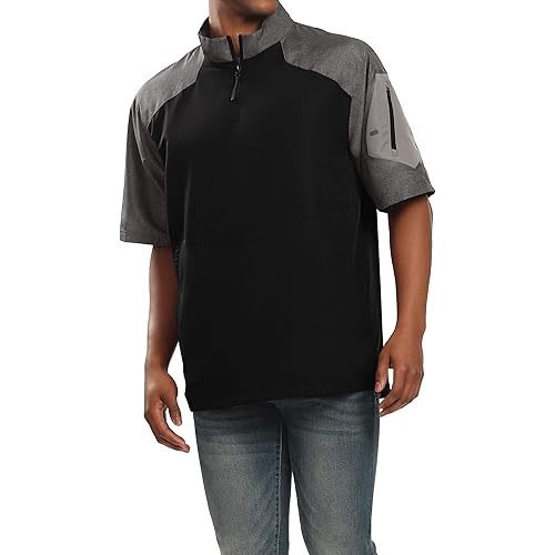 Holloway Raider Pullover Cage Jacket - Weather-Resistant Quarter Zip Athletic Wear with Sleeve Pocket