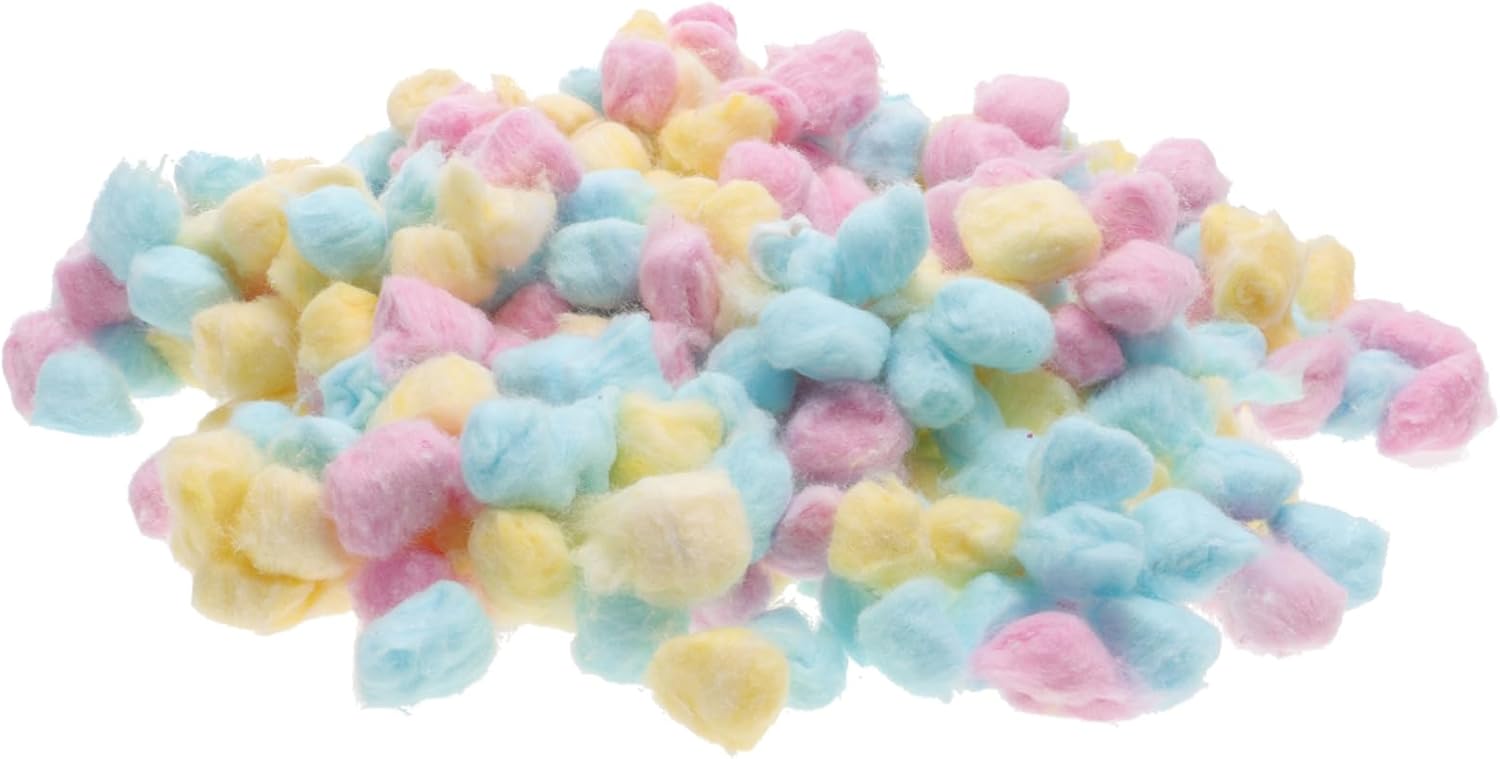 Cotton Balls Soft Colored Face Cleaning Supplies for Newborns Absorbent Small Cotton Balls in Pink Yellow Blue Multi Purpose Makeup Removal and Craft Use