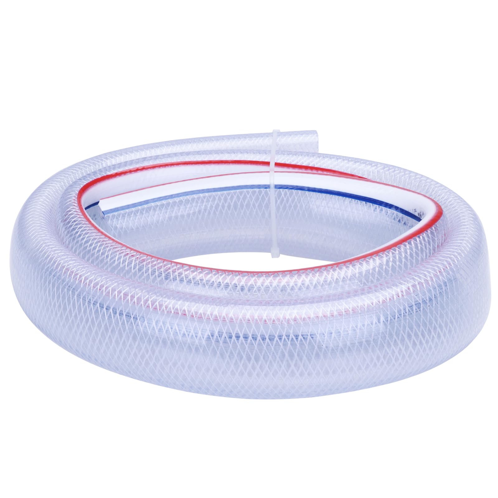 DERPIPE Soft Braided PVC Tubing - 1-1/2" ID x 1-15/16" OD High Pressure Clear Flexible PVC Tube Reinforced Vinyl Hose for Water, Oil with 2pcs Hose
