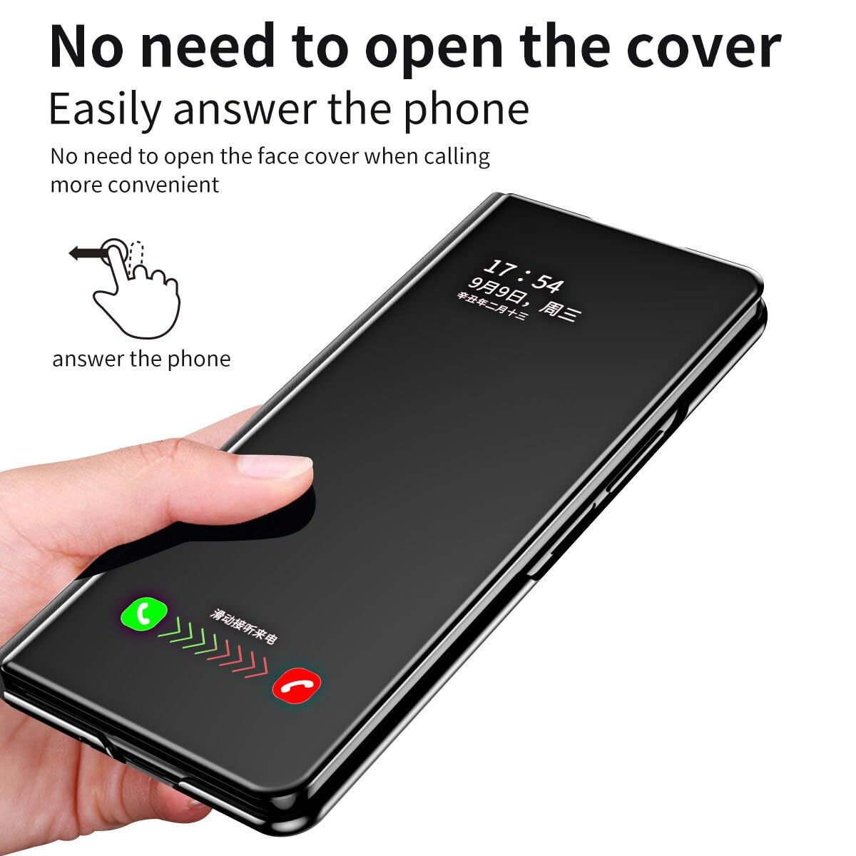 Generic Funda compatible con Samsung Galaxy Z Fold 4 (color: dorado) con espejo magnético y tapa trasera rígida