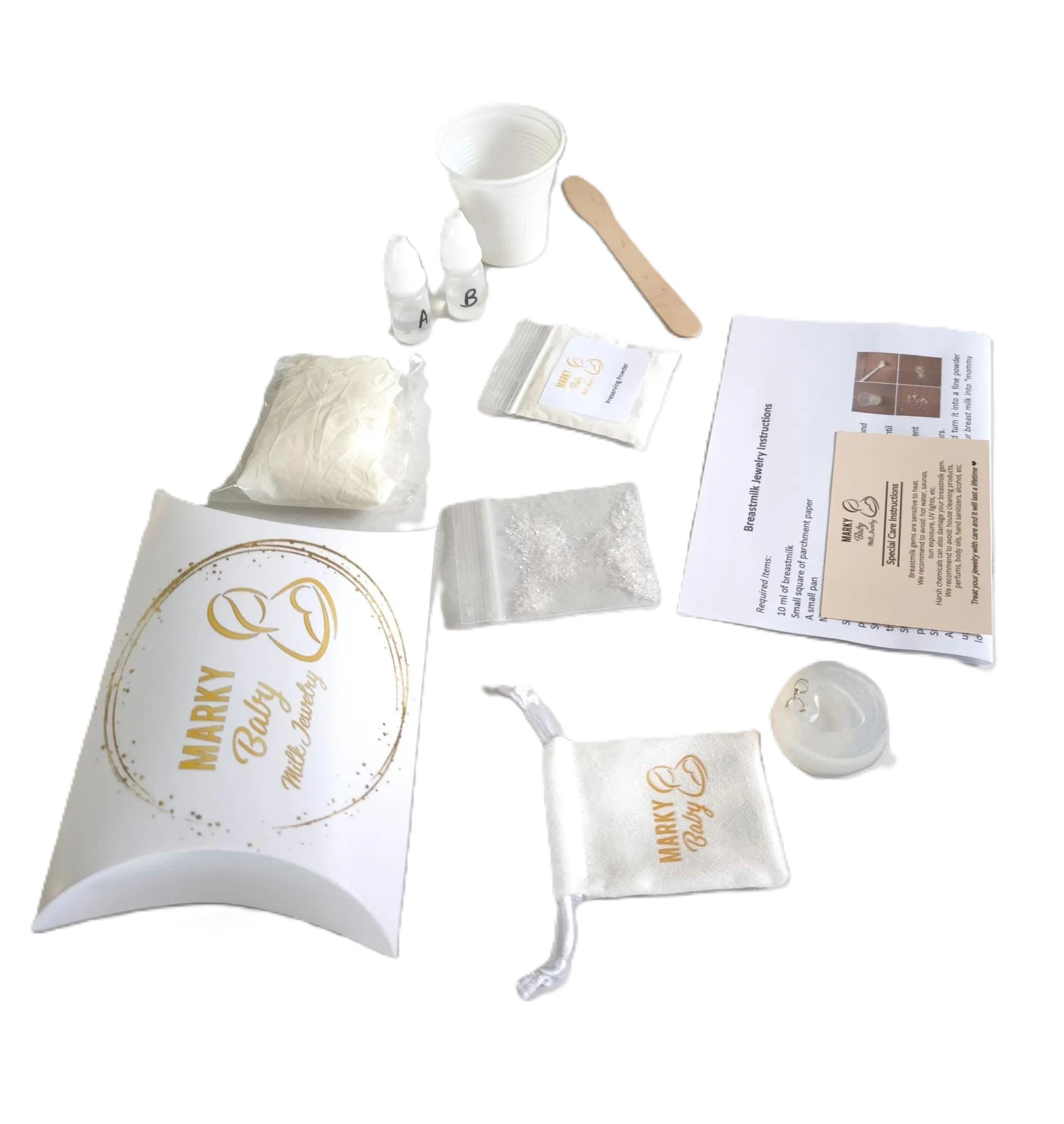 MarkyBaby Milk Jewelry | Kit gioielli per latte materno | Conservazione del latte materno (ciondolo a cuore con kit fai da te)