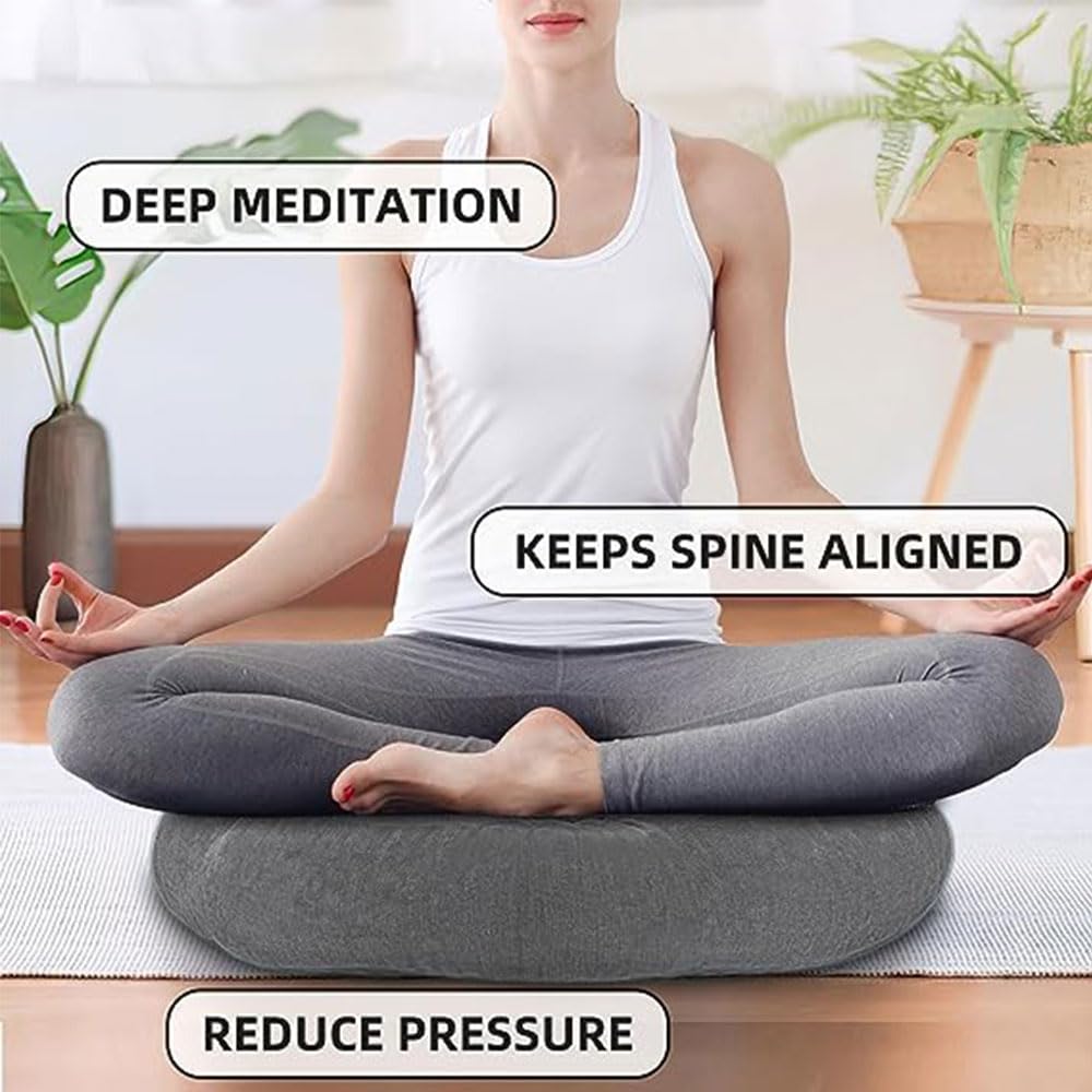 Surwin Cuscino Rotondo Cotone e Canapa, Cuscino Meditazione Materasso da Pavimento Cuscini per Esterno Cuscino Yoga per Soggiorno, Camera da Letto, Patio e Altro (50x50cm,Rosso Boho)