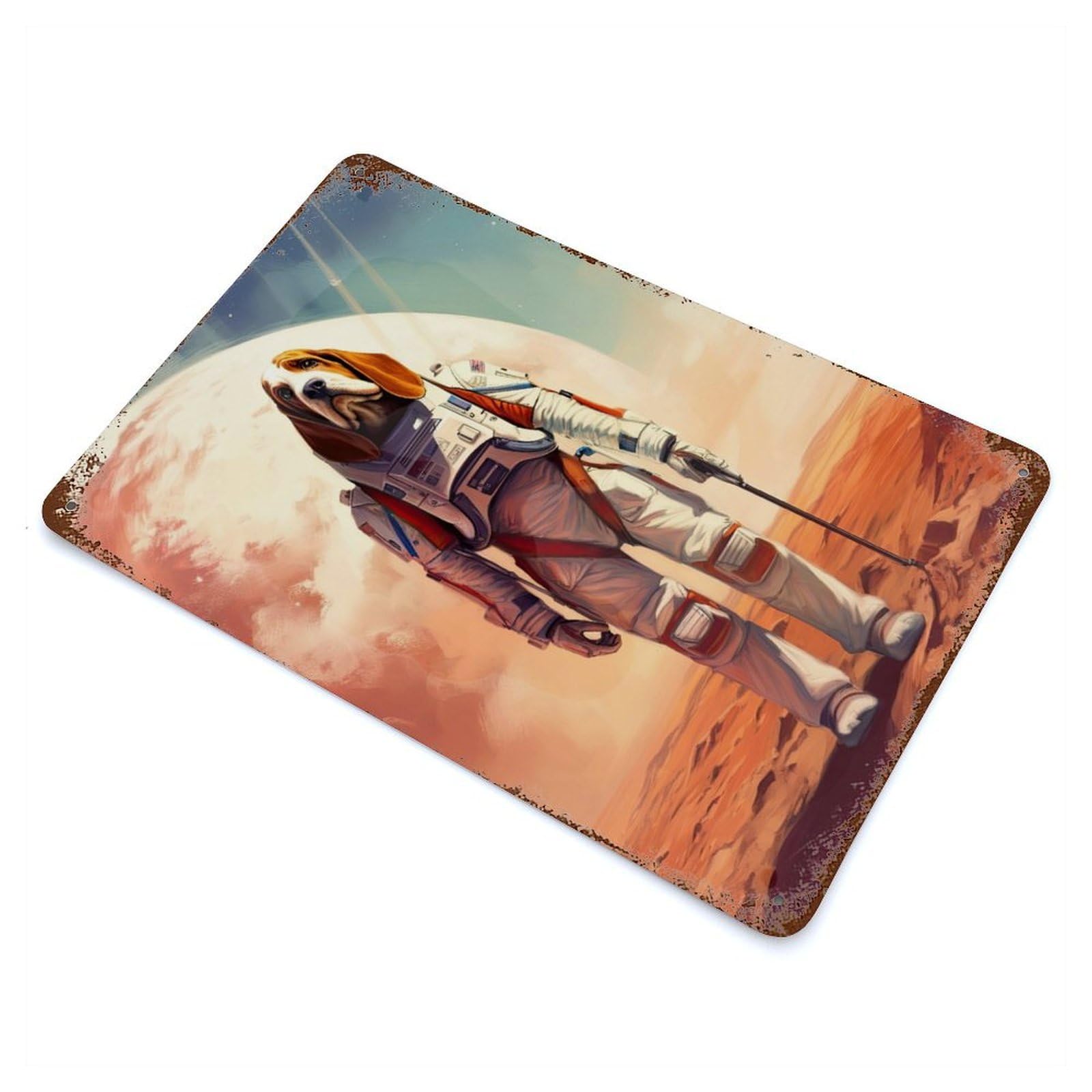 Basset Hound Mars Vintage Metal Tin Sign 11.8"x7.9", Ideal for Cafe, Home Bar And Lounge Decor
