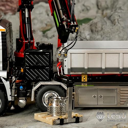 Miniatura 5 de TOUCAN RC HOBBY Cilindro rotatorio hidráulico de metal LESU con gancho 270 ° para camión volquete de grúa RC 1/14