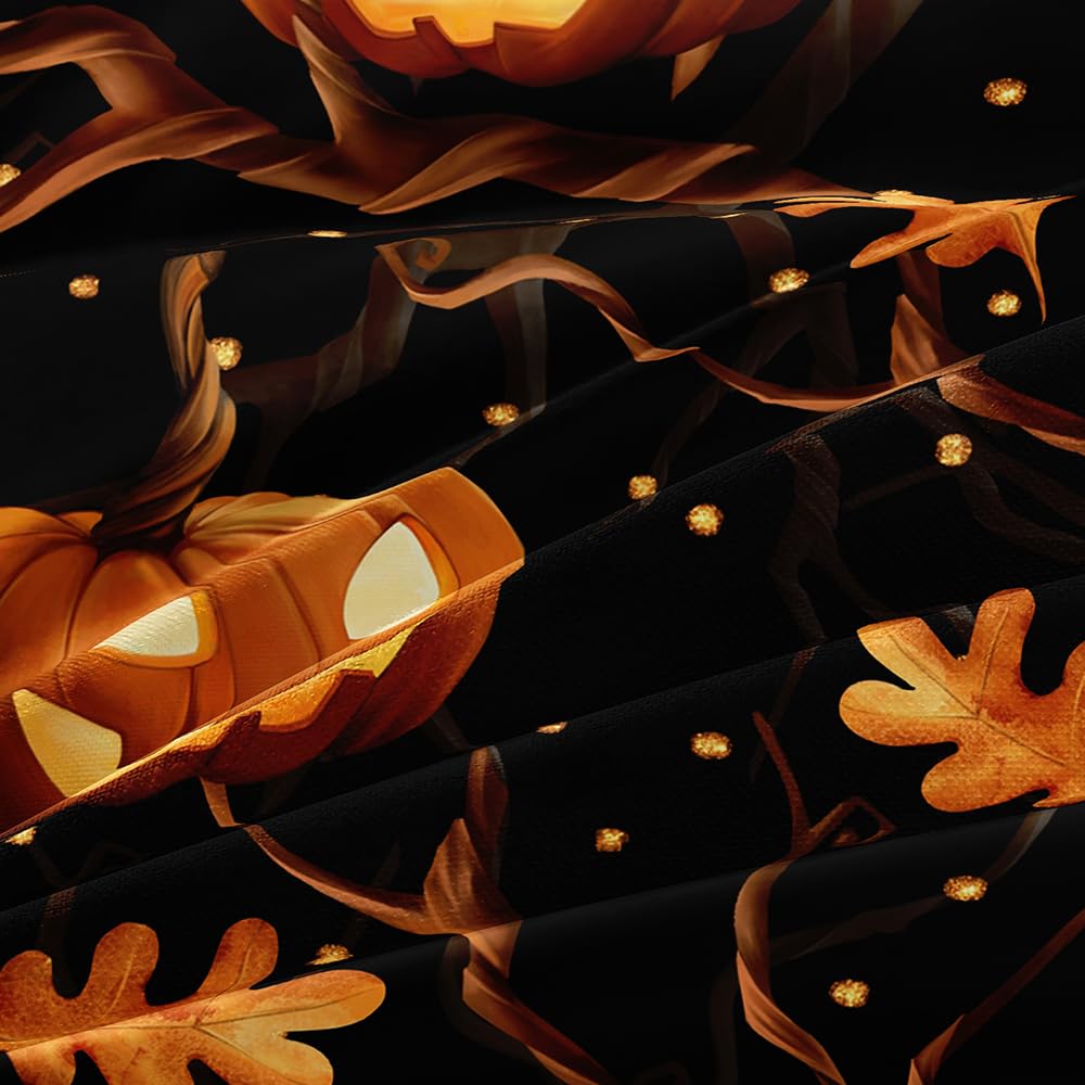 Luowei Halloween Bettwäsche 135x200 4teilig Kürbis Laterne Blätter 3D Bettwäsche Halloween Weich Microfaser Bettbezug Set für Kinder Teenager Geschenk mit Reißverschluss und 2 Kissenbezüge 80x80 cm