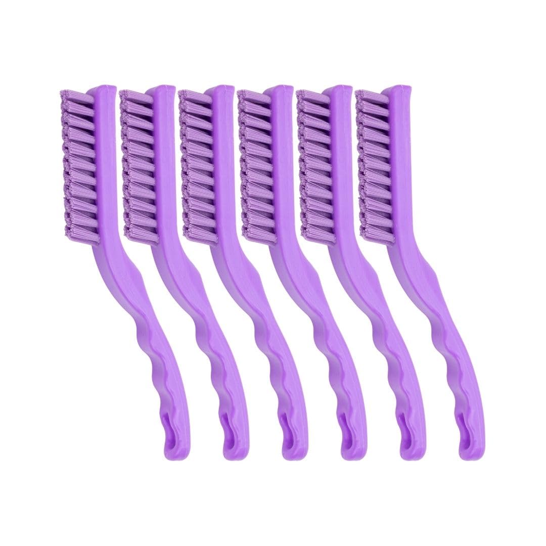 SPARTA Detail Brush Grout Brush, Crevice Brush with Hanging Hole for Bathroom, Kitchens, Countertop, Plastic, 9 Inches, Purple, (Pack of 6)