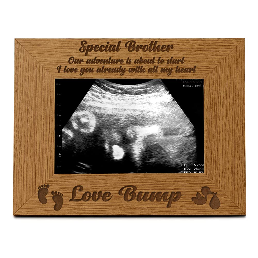 New Baby Pregnancy Scan Wooden Photo Frame Brother To Be Gift (4 x 6 Inch)