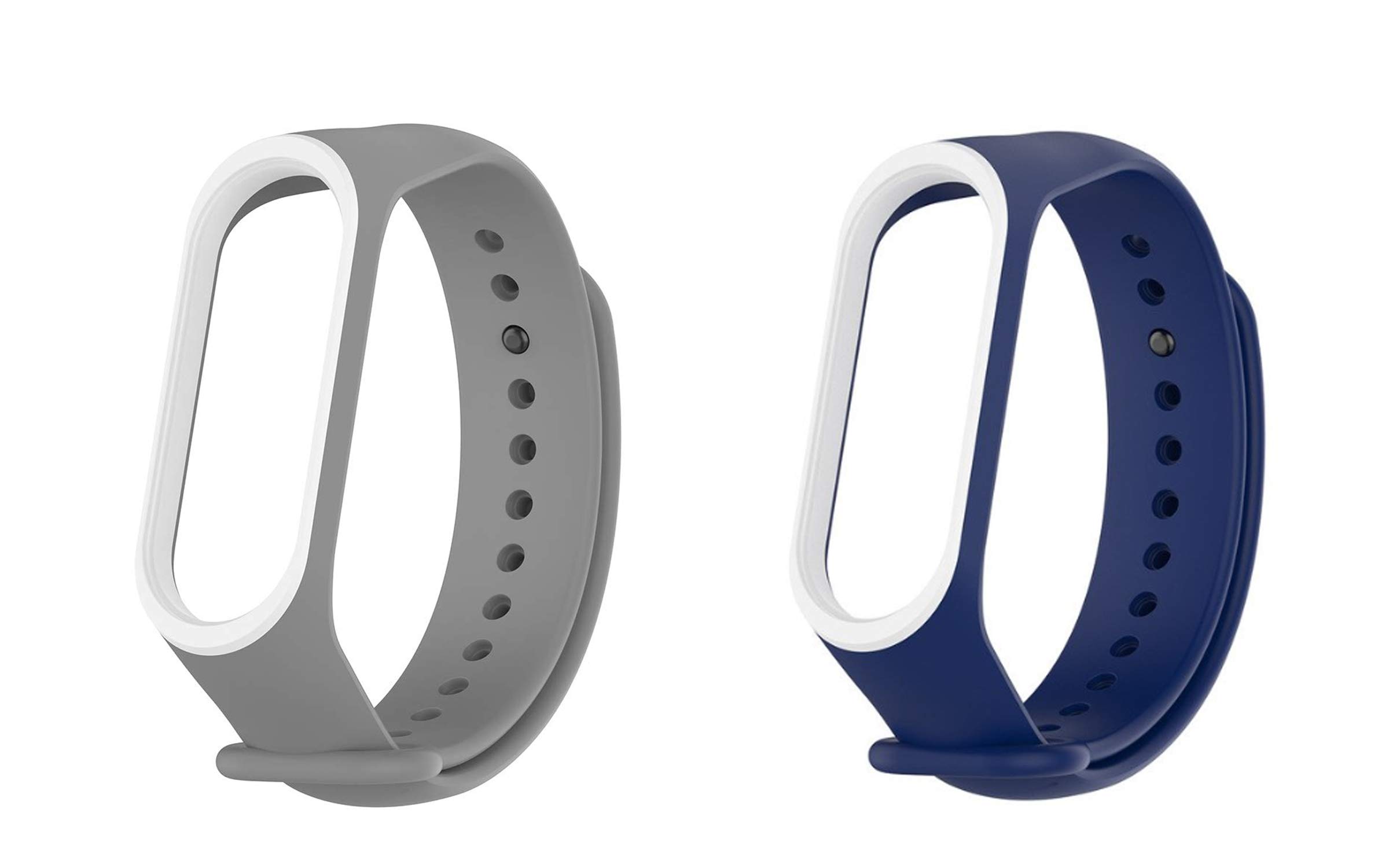 Epaal Dual Color Band Straps Compatible with Band 4/3 (Combo: Blue Whiteline+Grey Whiteline) Silicone Material, Regular Size (B07Q1JJYDZ) Amazon Price History, Amazon Price Tracker