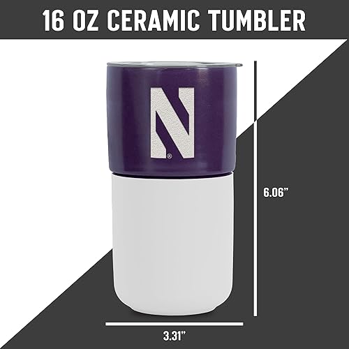 Miniatura 108 de Rico Industries NCAA Miami of Ohio Redhawks - Vaso de cerámica de 16 onzas con agarre de silicona, grabado láser profundo, diseño de color negro