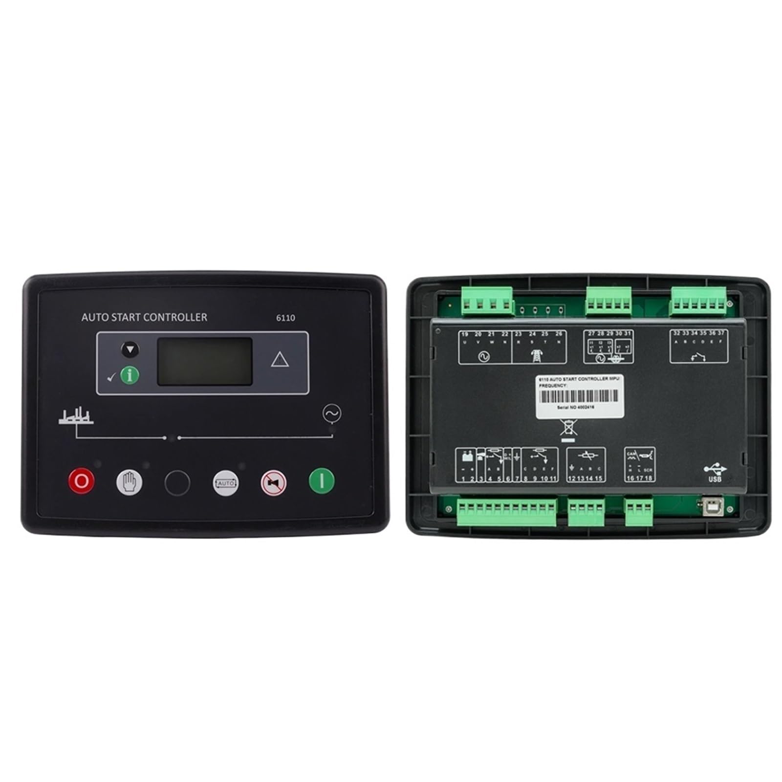 ZXAOMMBEA DSE6110/DSE6120 Auto Start Generator Controller Diesel Genset Control Panel with USB & Remote Charge Module