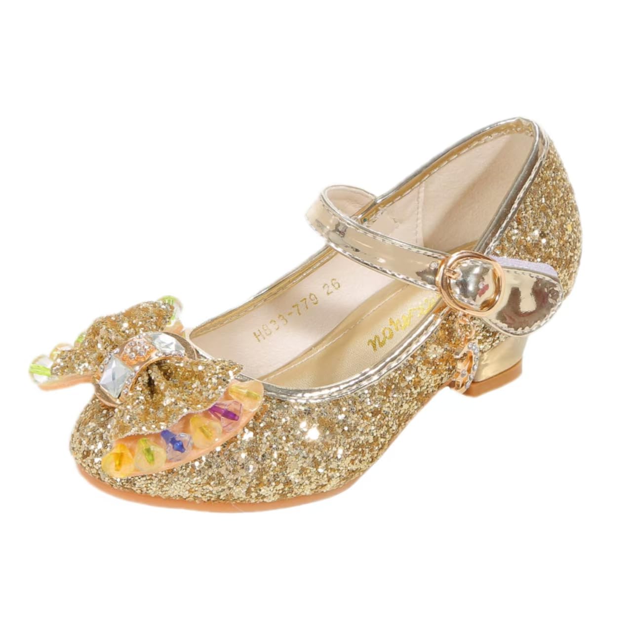 Onyxeey Gold Glitter Toddler Shoes Lightweight Mary Jane Heels for Girls 3-6 Years Party Dance Recital Holiday Celebrations(10.5 Toddler,gold29)