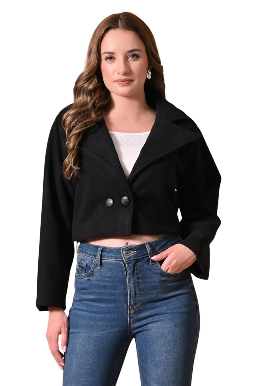 tj fashion Women’s Fleece Winter Crop Coat – Soft Winter Warm Lapel Collar Jacket with Full Sleeves, 1 Inner Pocket | Stylish Blazer Coat for Office, Casual Wear-picture-27