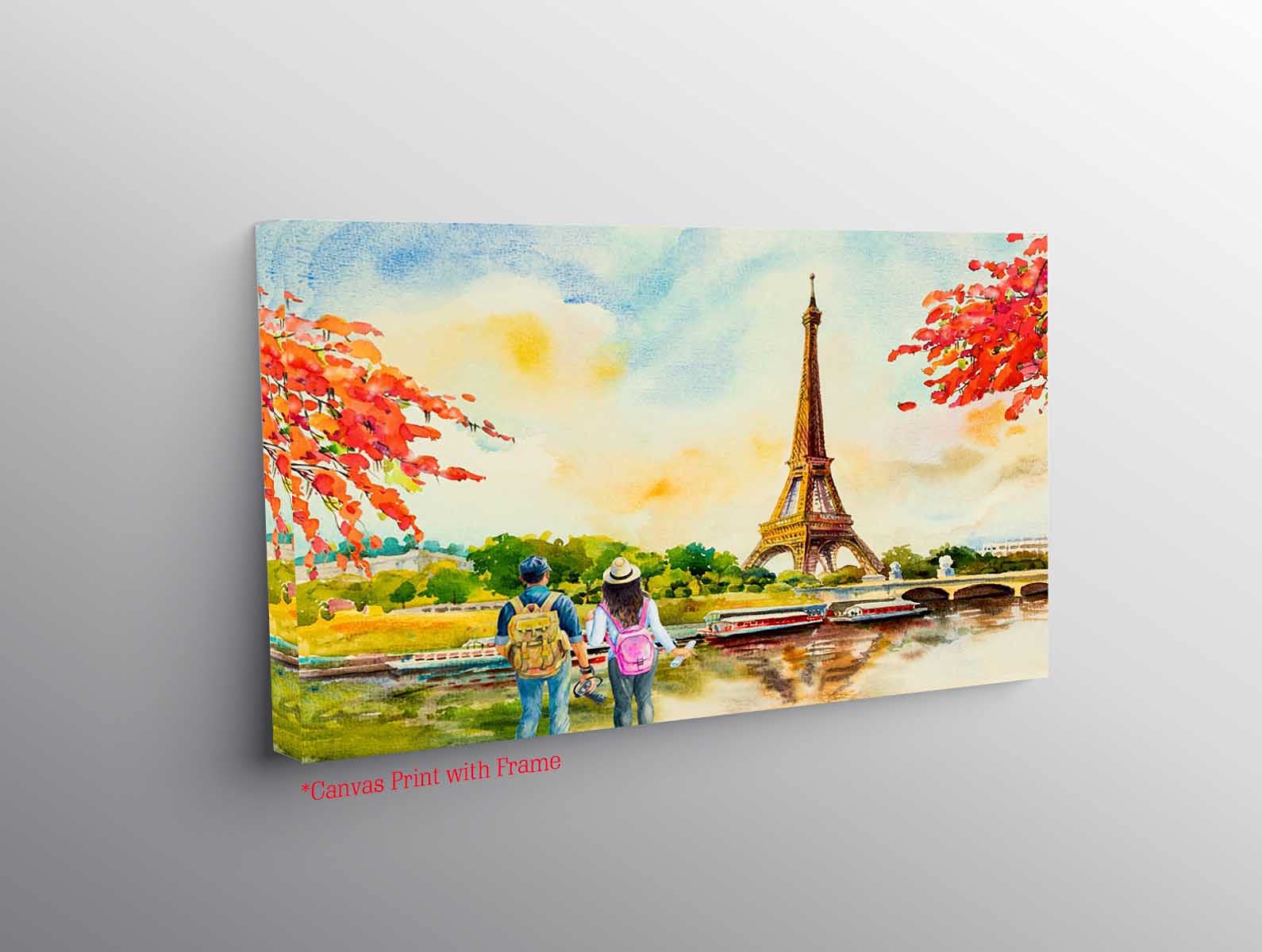 Aditya Sign® Beautiful Canvas Art Print| Parisian Elegance| Canvas Art Print of the Enchanting Eiffel Tower and Cityscape| Painting for Home Décor And Office (Design 2)