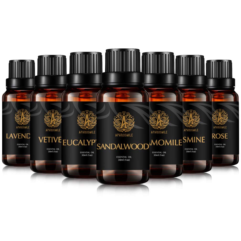 Aromatherapie Rose ätherisches Öl Set für Diffusor -Jasmin,Vetiver,Eukalyptus,Kamille Öle,7x30ml Sandelholz ätherisches Öl Kit für Luftbefeuchter, 100% reines Lavendel esential Öl