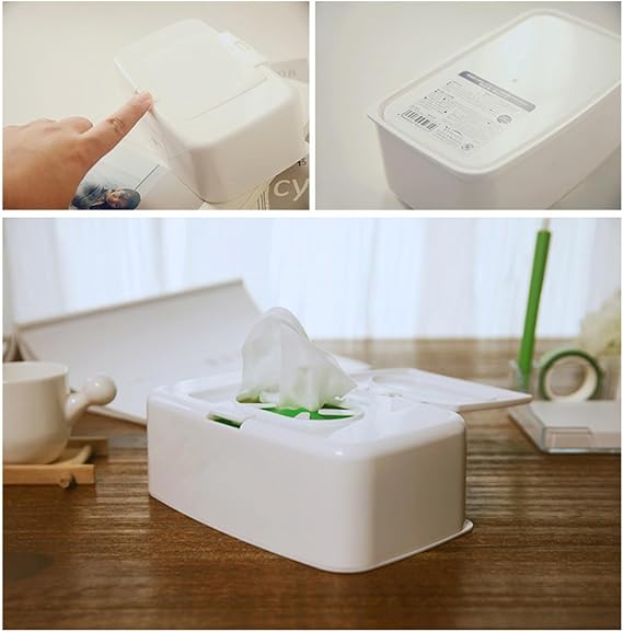 2 Pack Wet Wipes Dispenser Box, Wipes Container Holder, Napkin Storage Holder Container Box, Dustproof Toilet Tissue Paper Box with Lid, Baby Wipes Dispenser for for Bathroom, Kitchen, Office, Travel