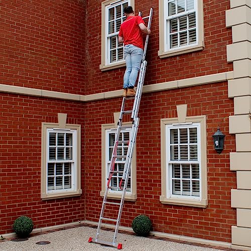 HOMEMASTER® 3 Section Extension Ladder | 150kg Load Capacity | Anti-slip Rungs, Auto-Locking Clips | Lightweight Aluminium Ladders | 6.50m 4 HOMEMASTER® 3 Section Extension Ladder | 150kg Load Capacity | Anti-slip Rungs, Auto-Locking Clips | Lightweight Aluminium Ladders | 6.50m - Image 4