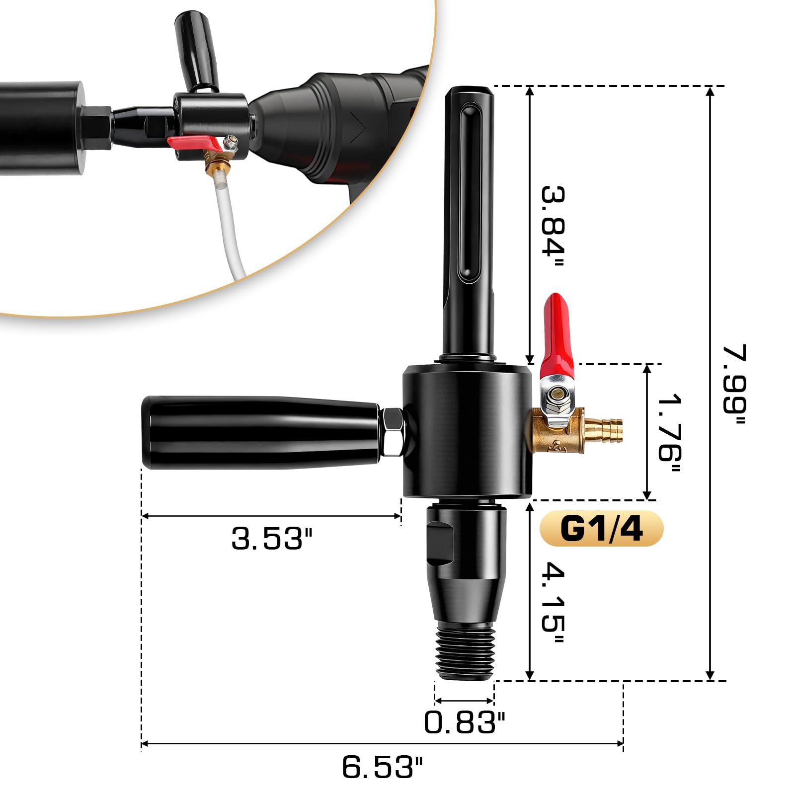 XIIW Adaptateur SDS MAX vers M22 pour Carotteuse Beton - Avec Pompe + 4 M Tuyau, Arrosage Automatique, pour Trépan Béton Couronne de Forage Diamantée, Scies Cloche, Foret Carotteur