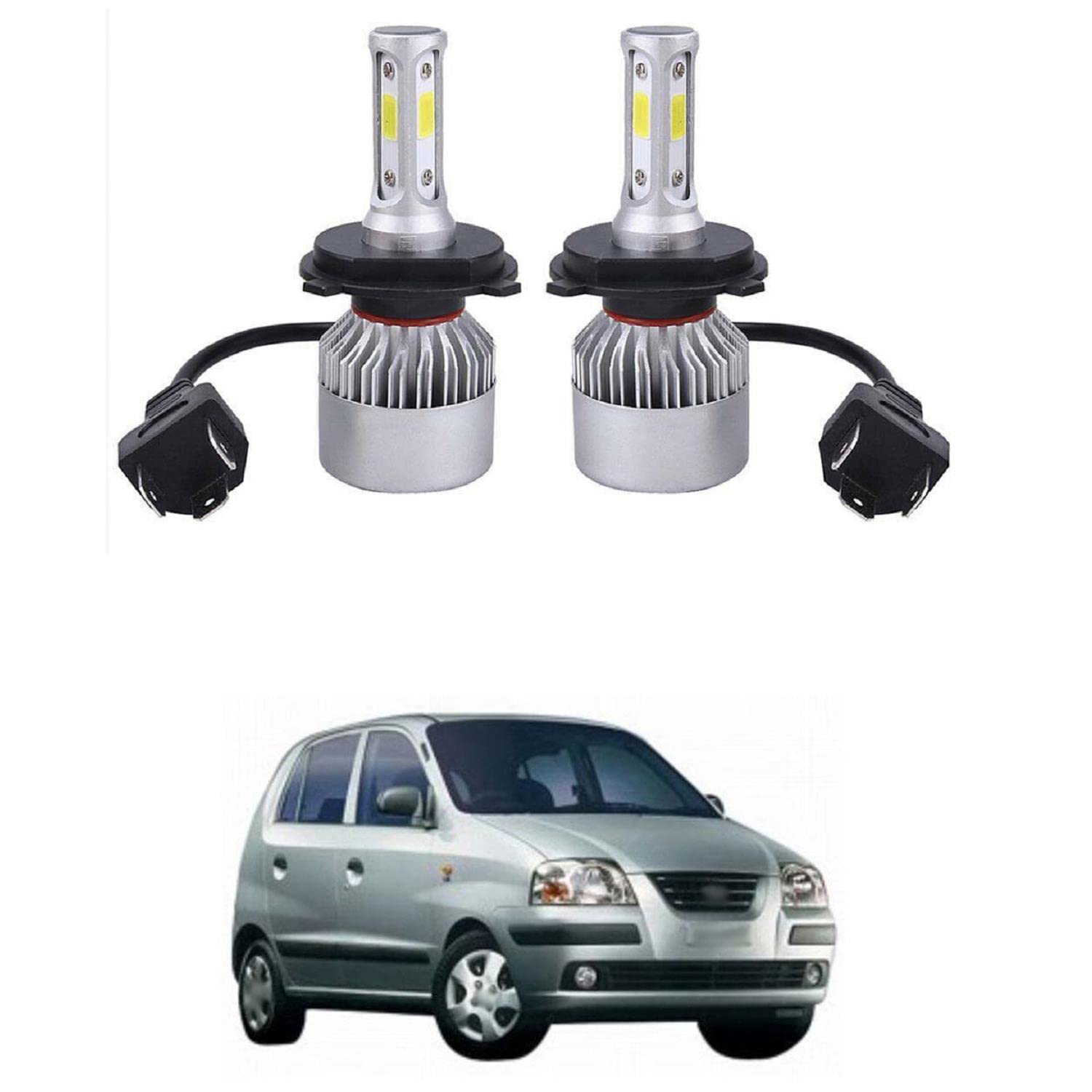 H4 9003 HB2 LED Headlight Bulbs, Headlights Light High Low Beam, 3 Side COB Chip Led Replacement Super Bright, Pack of 2 Compatible With H-yundai S-antro X-ing