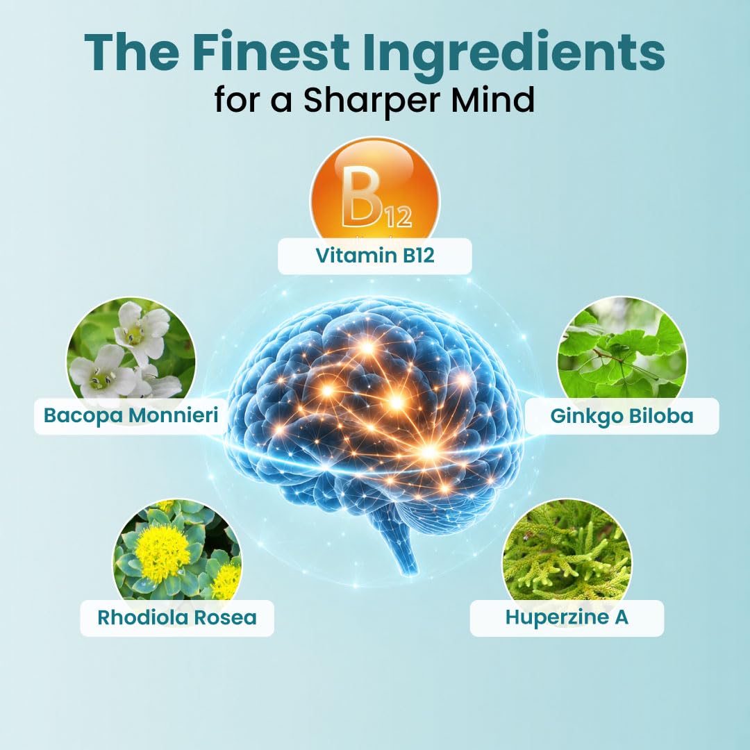 Brain Supplement / Brain Booster Supplement for Focus, Memory, Clarity, Energy Work as Caffeine Brain Booster/ Brain Supplements for Memory & Focus for Brain Fog, Brain Boost & Brain Support (Pack 1) — Amazon image 3