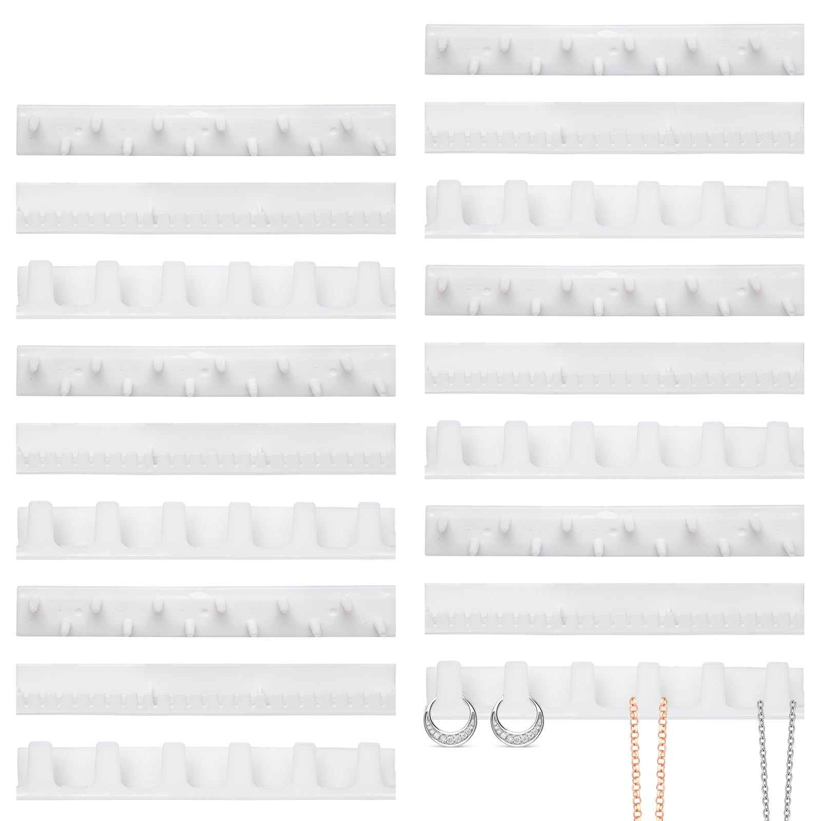 18 Pezzi Porta Collane Autoadesivo Porta Collane da Appendere Armadio Organizer per Gioielli Adesivo Portas Gioielli da Appendere al Muro per Anelli, Bracciali e Orecchini, 3 Modelli