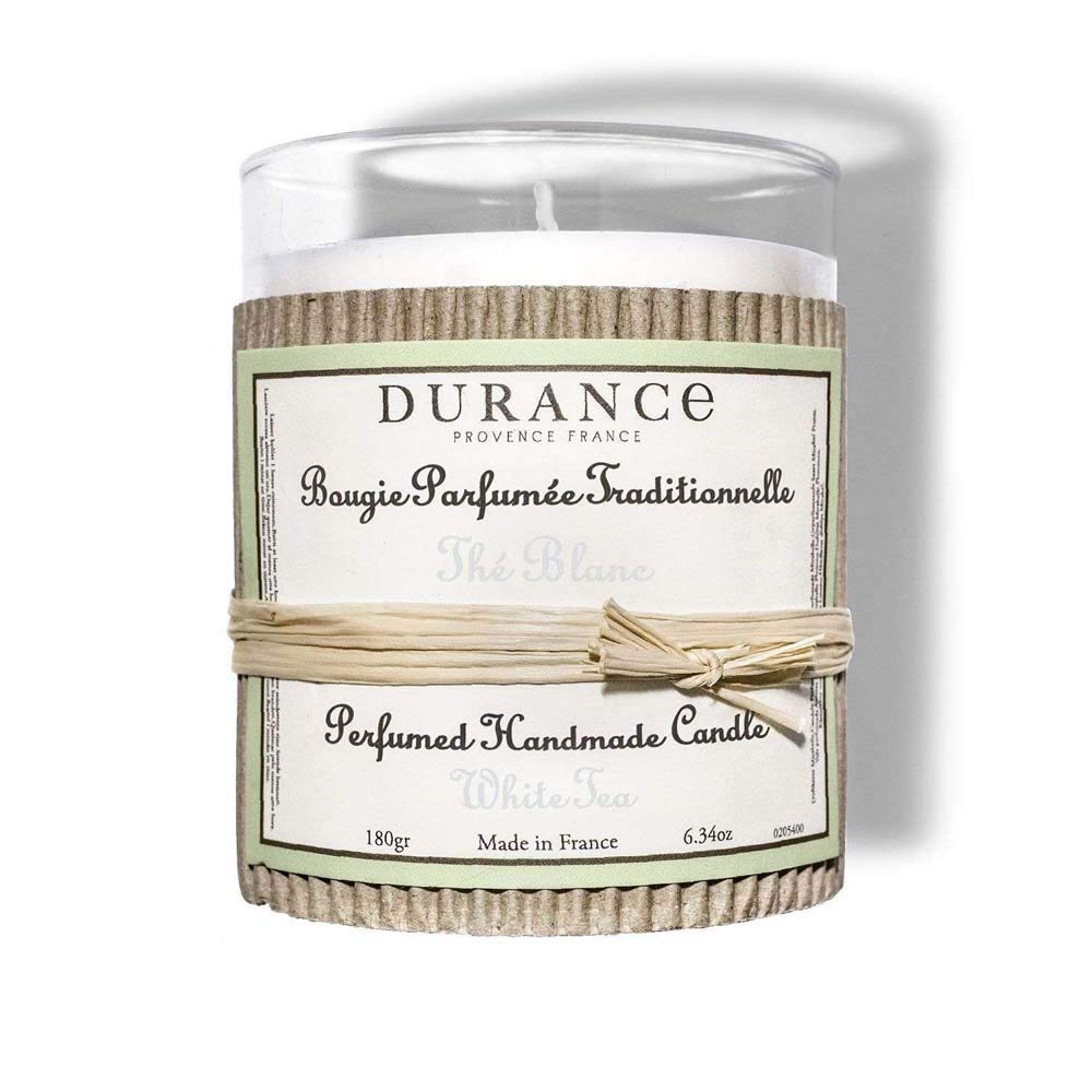 Durance White Tea Perfumed Handmade Candle 180G – Luxury Scented Candle With Glass Jar – 40Hrs Long Burning Candle - Home Fragrance Aromatherapy Candle