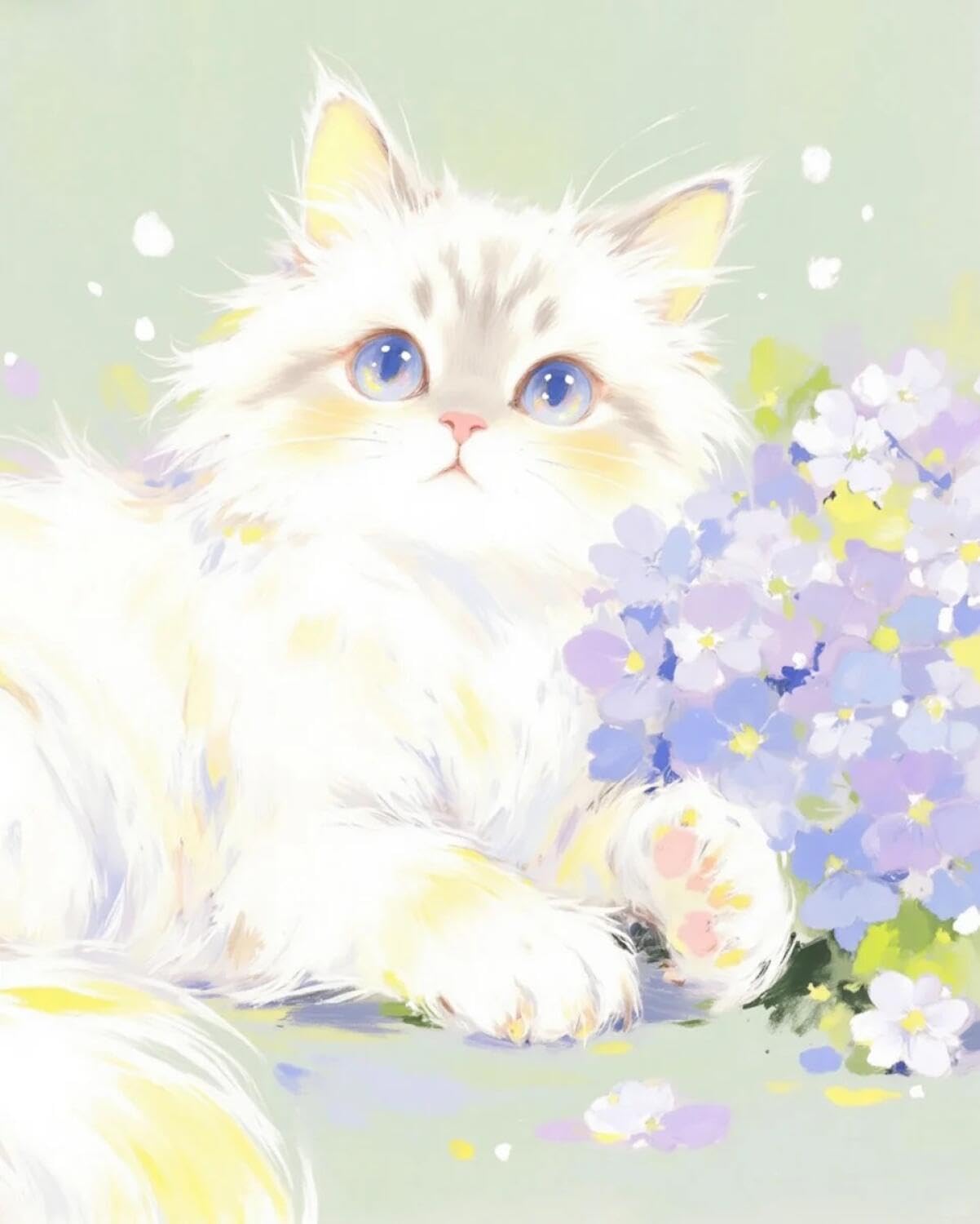 Rqwybcaxn Embroidery Beads Kit Watercolor Cat 40x50cm