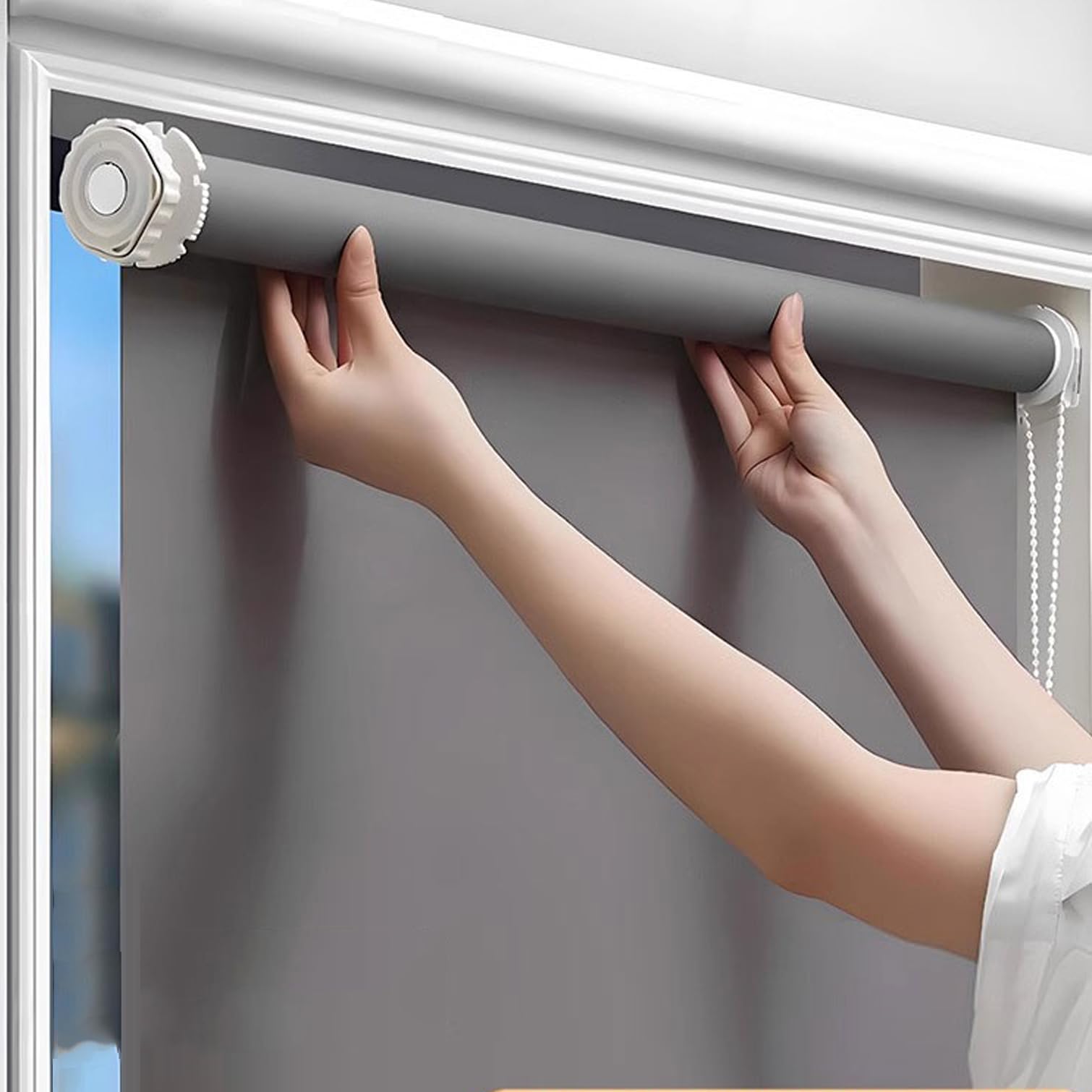 tow000ack Blackout Roller Shades,No Drill Blinds for Indoor Windows,Dark Grey Polyester Fabric,Thermal Insulation UV Protection Curtains,for Home Ofiice,Custom,Width x Height (120cm x 110cm)