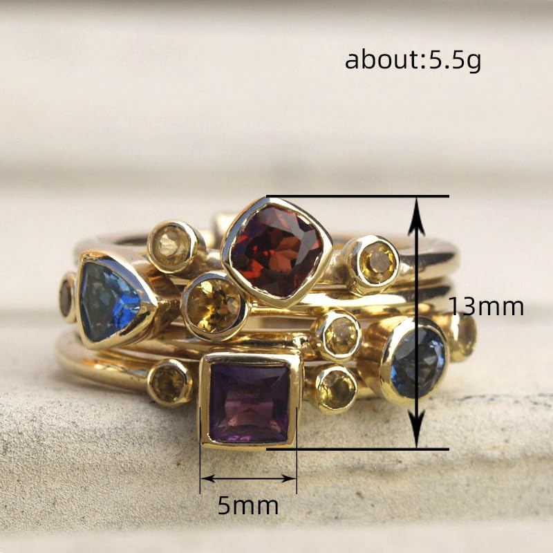 ENDLESSNESS & ETERNITY Colorful Gemstone Multi Colour 14K Gold Plated Wedding Band Ring Chunky Statment Band Ring2