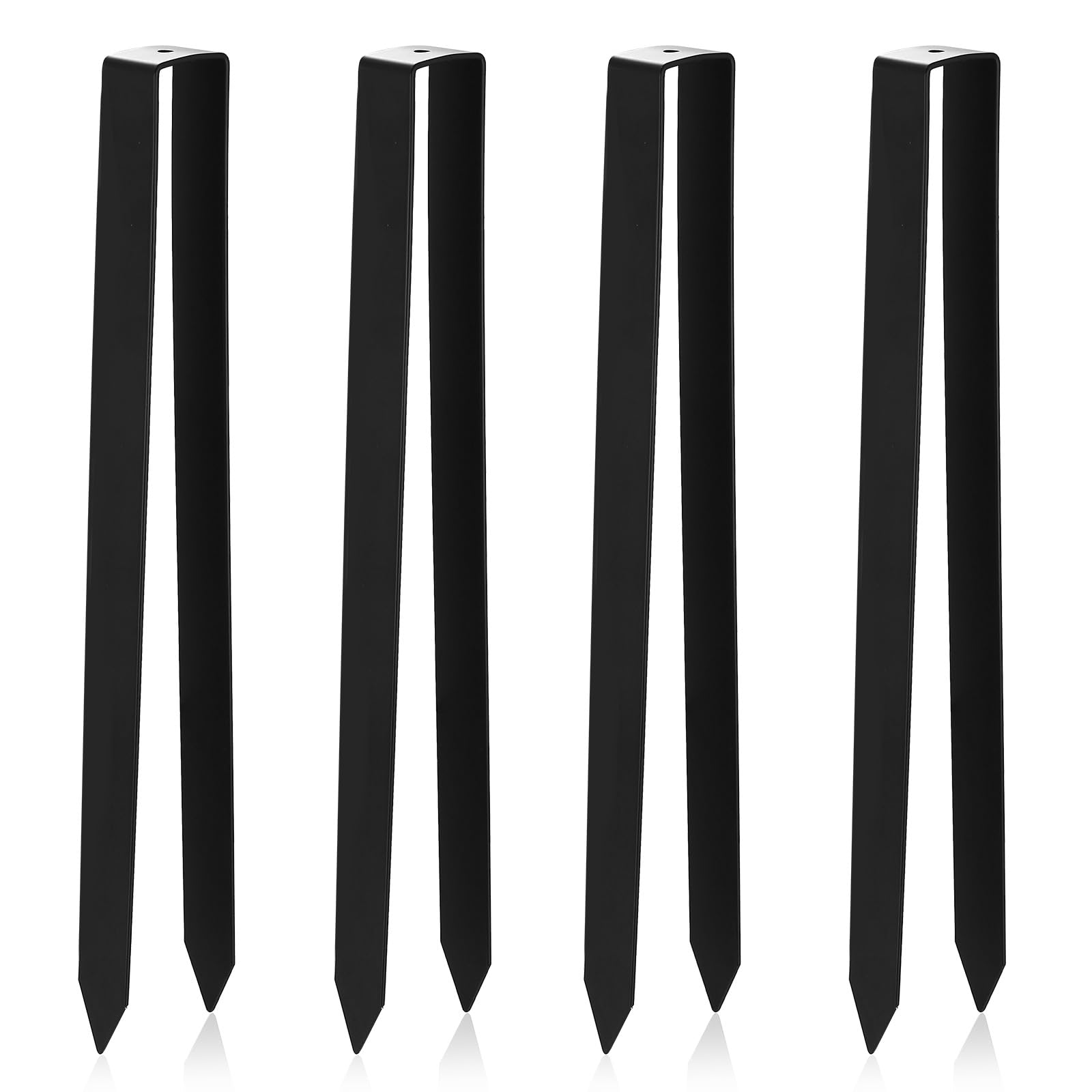 4 PcsGarden Pegs, Black Garden Staples, Garden Ground Pegs Heavy Duty Ground Rebar Stakes, 11.8" Metal U Peg Tent Nails Anchors Trampoline Peg Pins for Camping Netting Weed Control Fabric