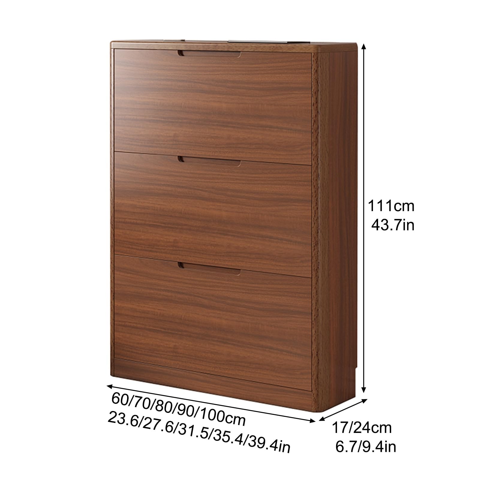 Mueble Zapatero Zapatero 3 Puertas Estante Alto Y Estrecho para Zapatos Que Ahorra Espacio Ahorro De Espacio para Entrada Salón Dormitorios (111 x 100 x 17 cm/43,7 x 39,4 x 6,7 in)