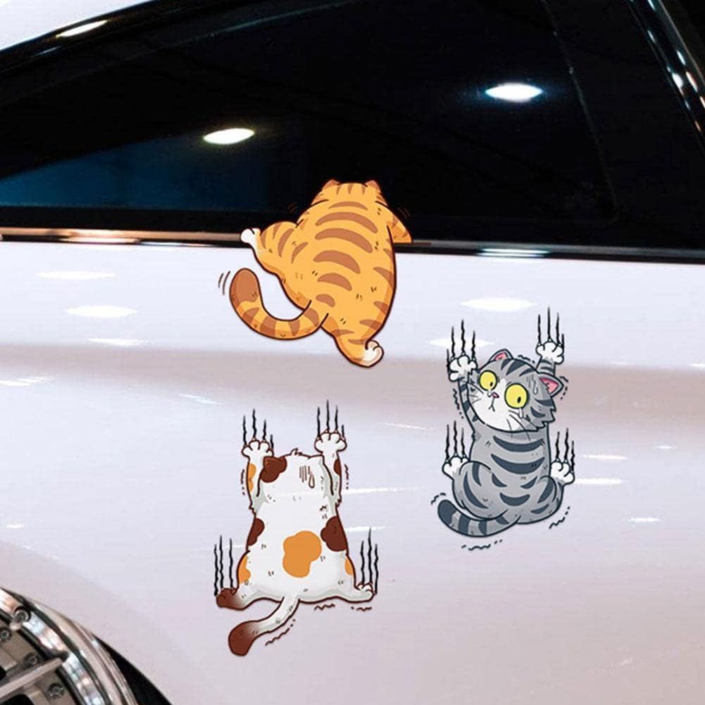 Scratch Cat Vinyl Car Sticker, Three Cats Scratch Cover cat Vinyl Stickers for Car,Scratch Cat Car Sticker Funny Bumper Decal for Auto, Truck, Motorcycle, Wall, Window