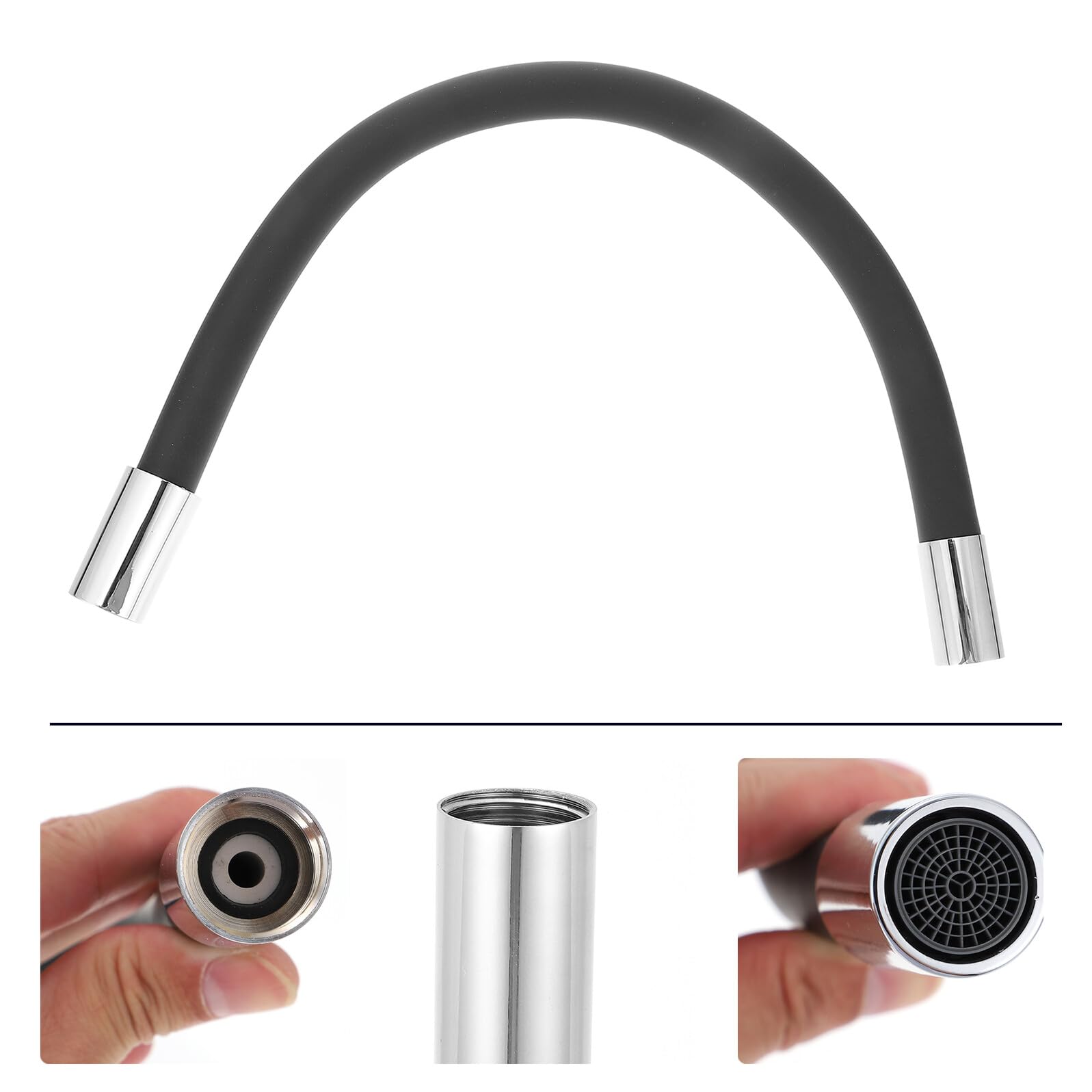 Yardenfun Extensor de Grifo de Cocina Negro 30 Cm Tubo Flexible Giratorio 360° Antisalpicaduras para Uso en Hoteles, Restaurantes y Balcones, Dispositivo de Extensión de Grifo Práctico