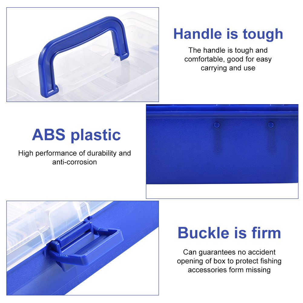 Fishing Tackle Box, 3 Layers Large Capacity Lures Hooks Fishing Accessory Plastic Portable Storage Box