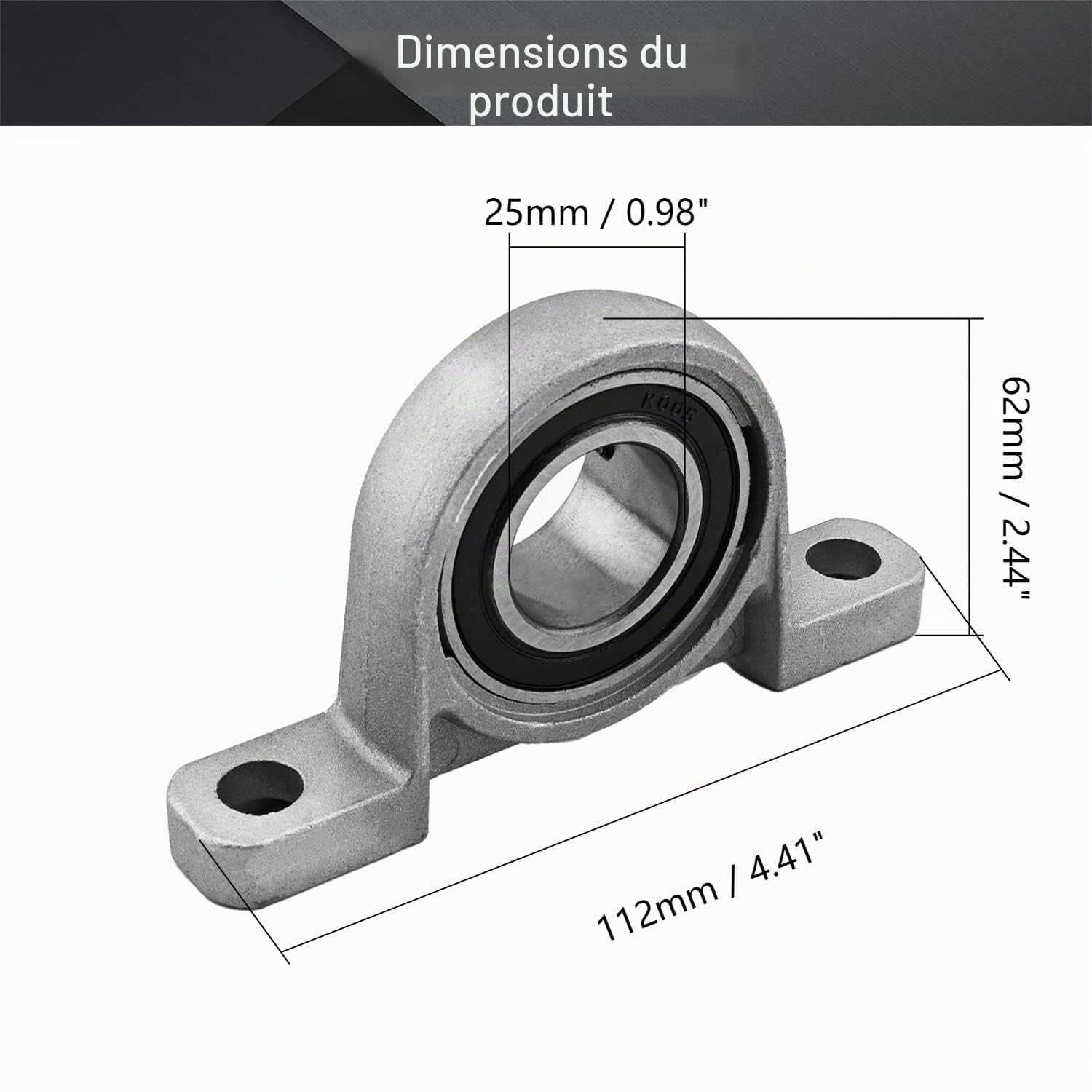 Othmro Lot de 2 Palier en Alliage de Zinc et Acier, ID 25mm, Largeur 65mm, Longueur 112mm, Palier à Bride KP005, Antirouille, Palier à Bloc Flottant pour Locomotives, Aérospatiale, Métallurgie