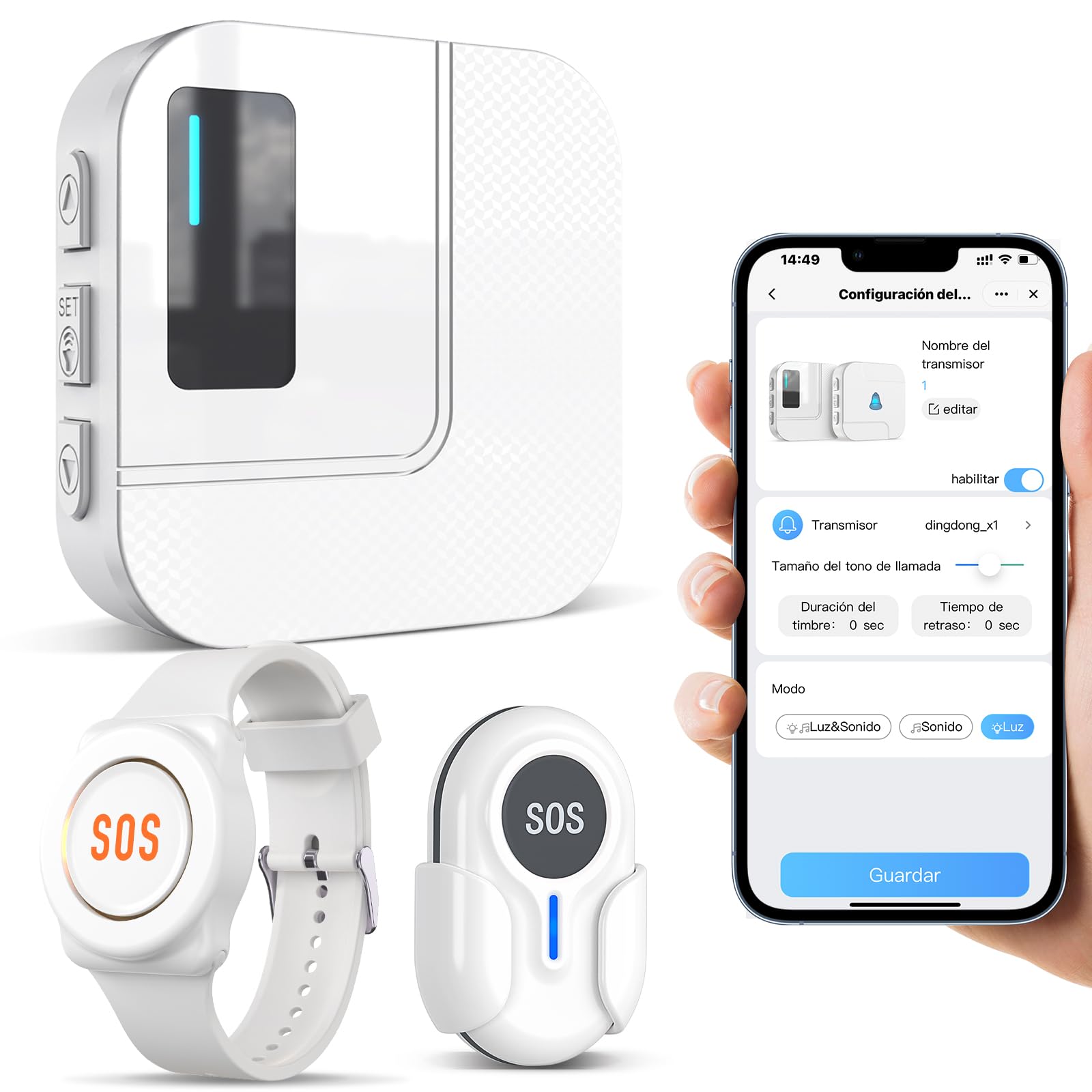 Daytech WiFi Tuya Alarm Seniors, Emergency Button Elderly, Emergency Call Button, Ideal for Loved Ones Who Need Care at Home (White 2-1)