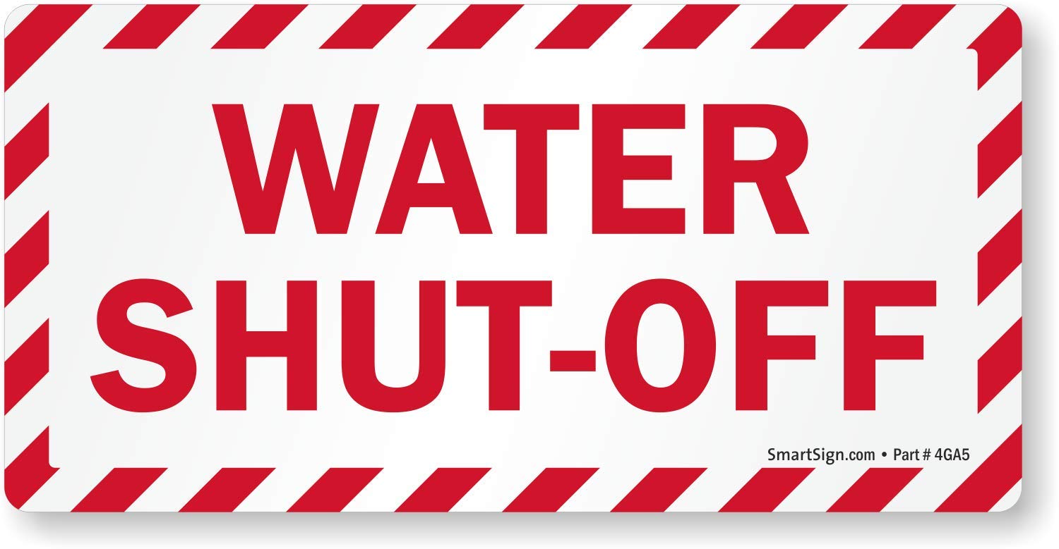 SmartSign "Water Shut-Off" Pack of 5 Labels | 2.5" x 5" Laminated Vinyl, Made in USA