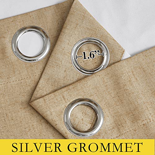 Image of NICETOWN Camel Extra Wide 100% Blackout Linen Curtain for Sliding Door